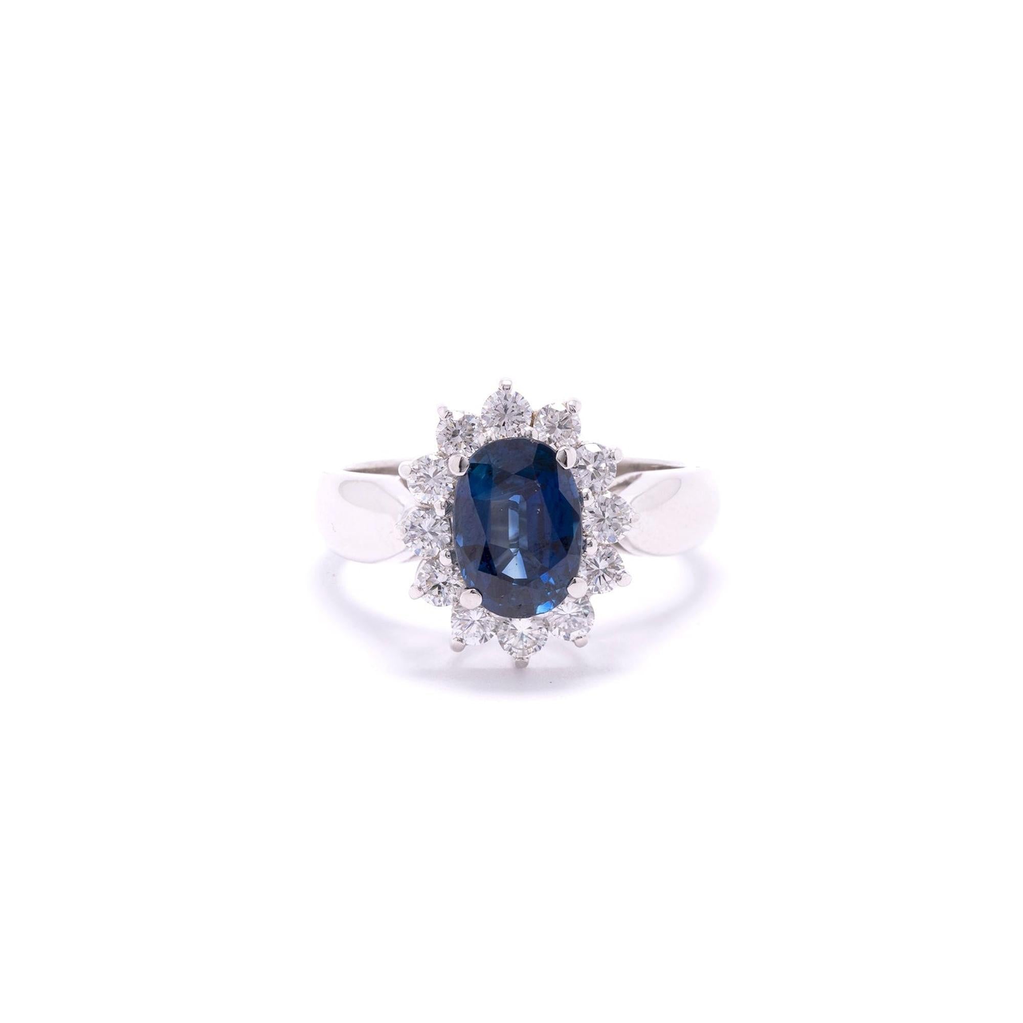 Blue Sapphire and Diamond Cocktail Ring