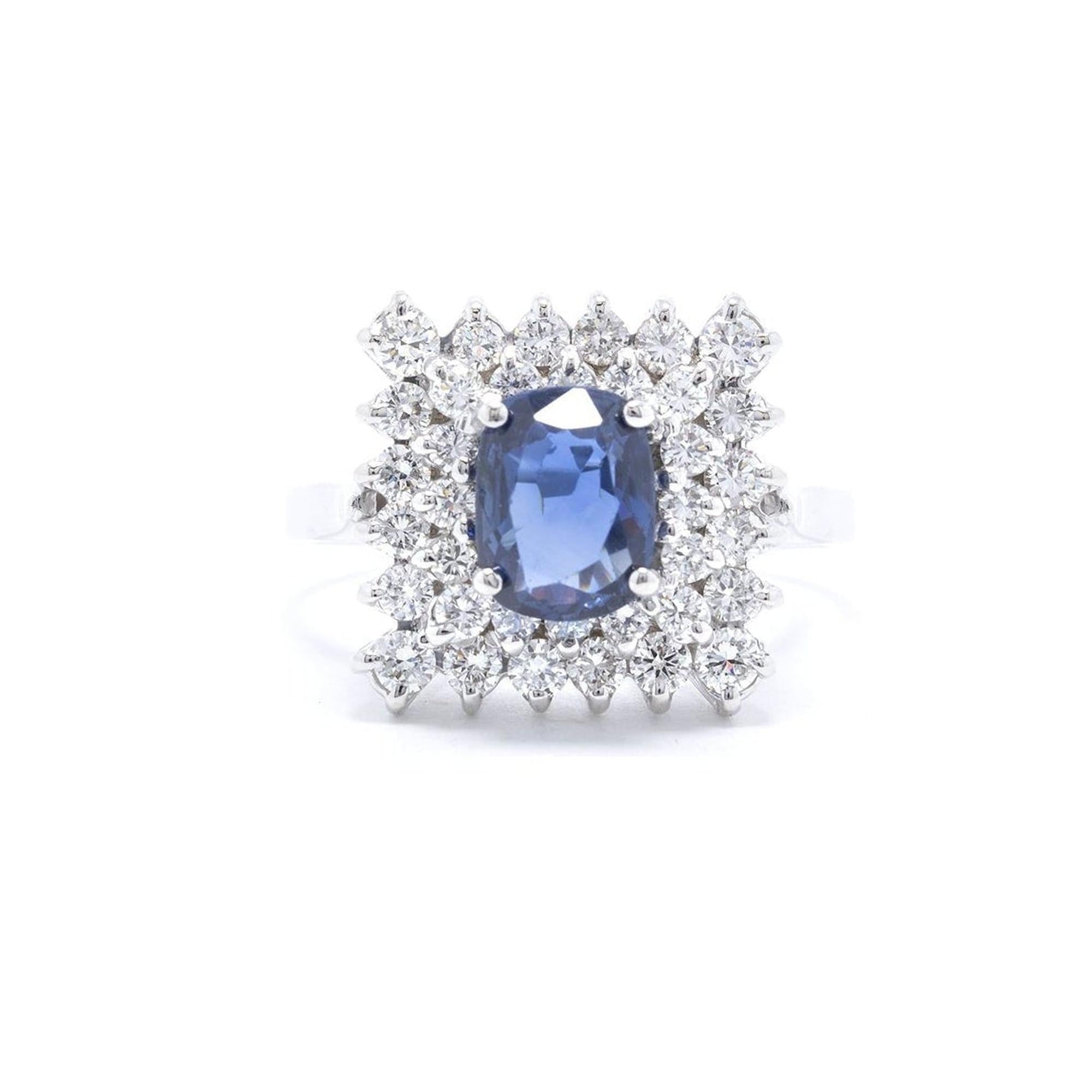 Blue Sapphire and Diamond Cocktail Ring