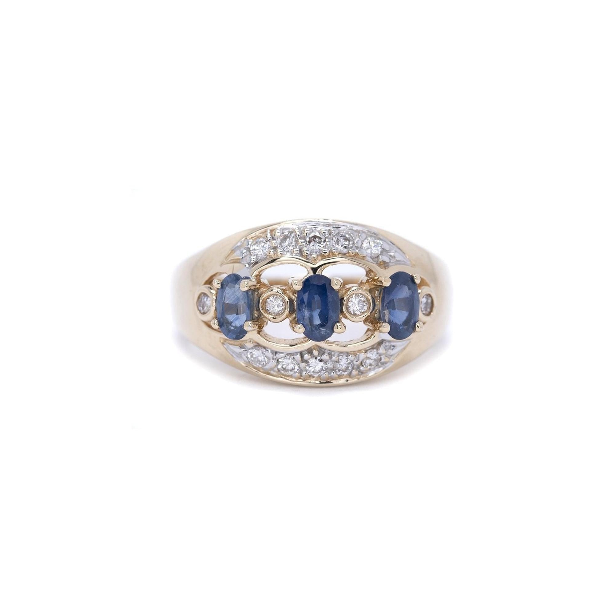 Blue Sapphire and Diamond Cocktail Ring