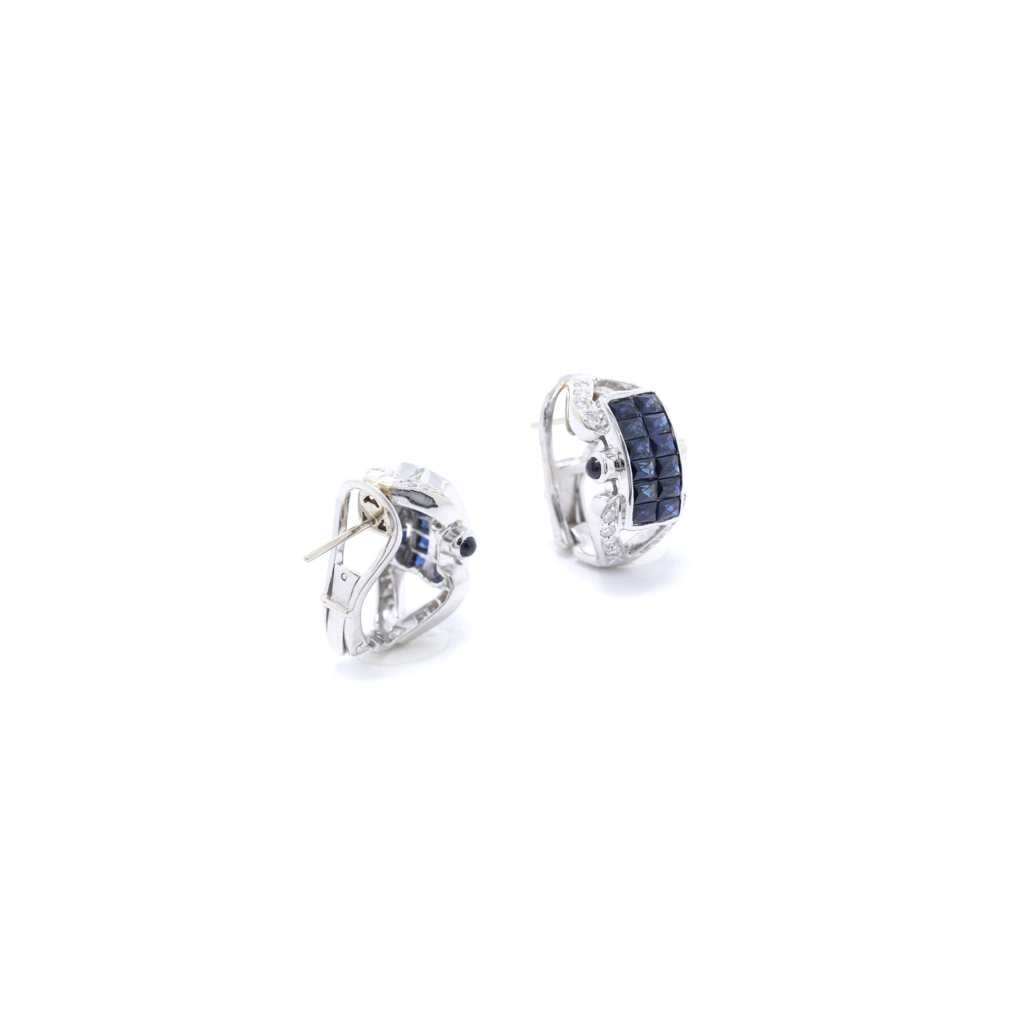 Blue Sapphire and Diamond Earrings