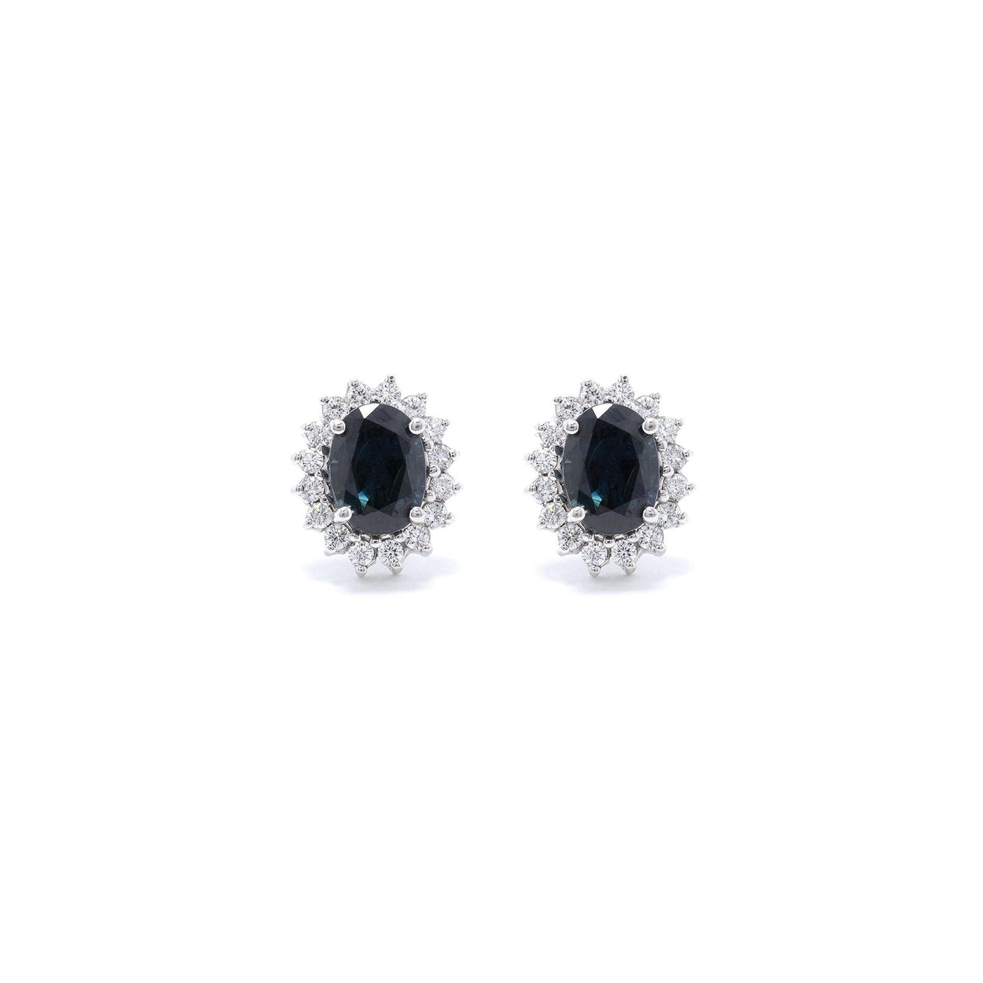 Blue Sapphire and Diamond Earrings