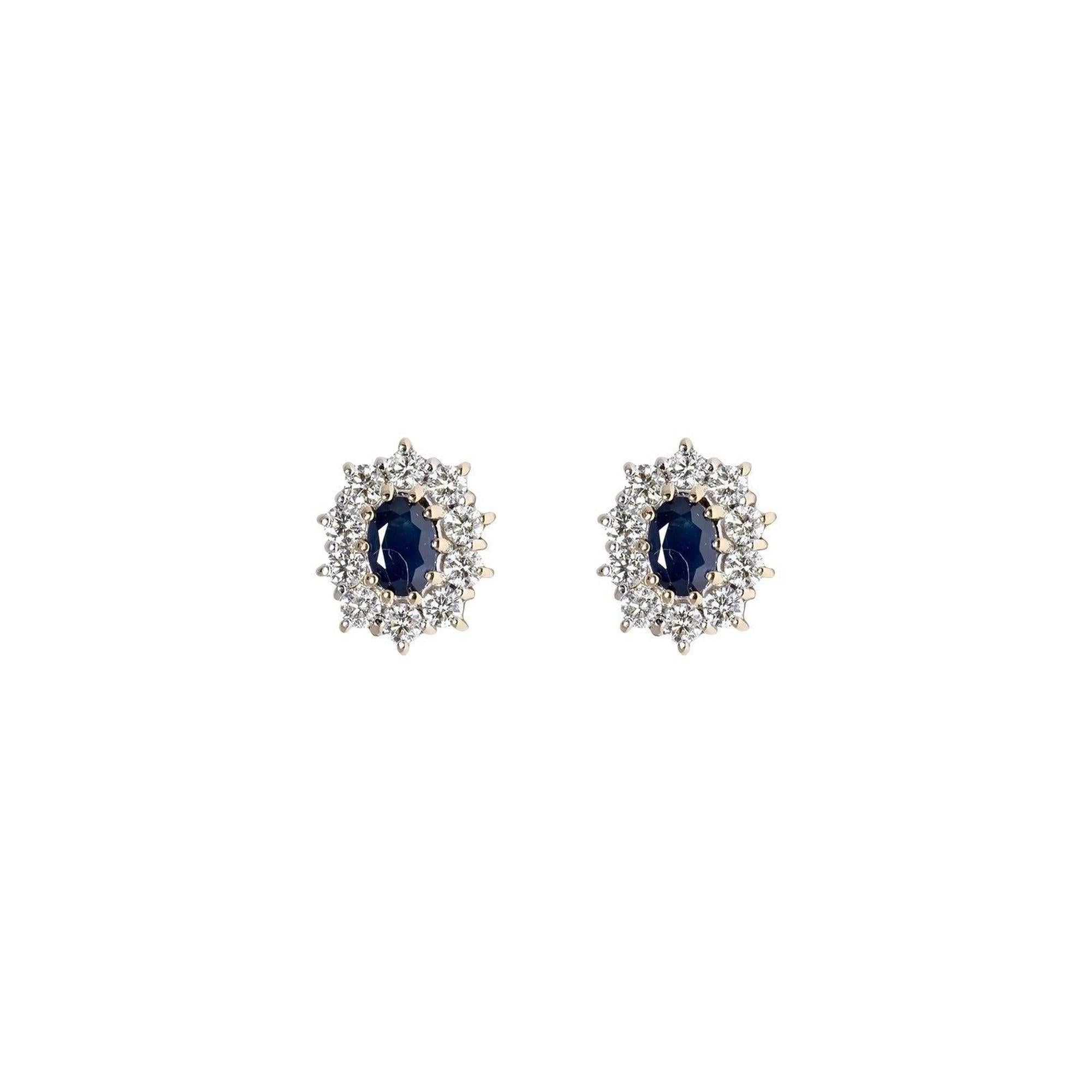 Blue Sapphire and Diamond Earrings