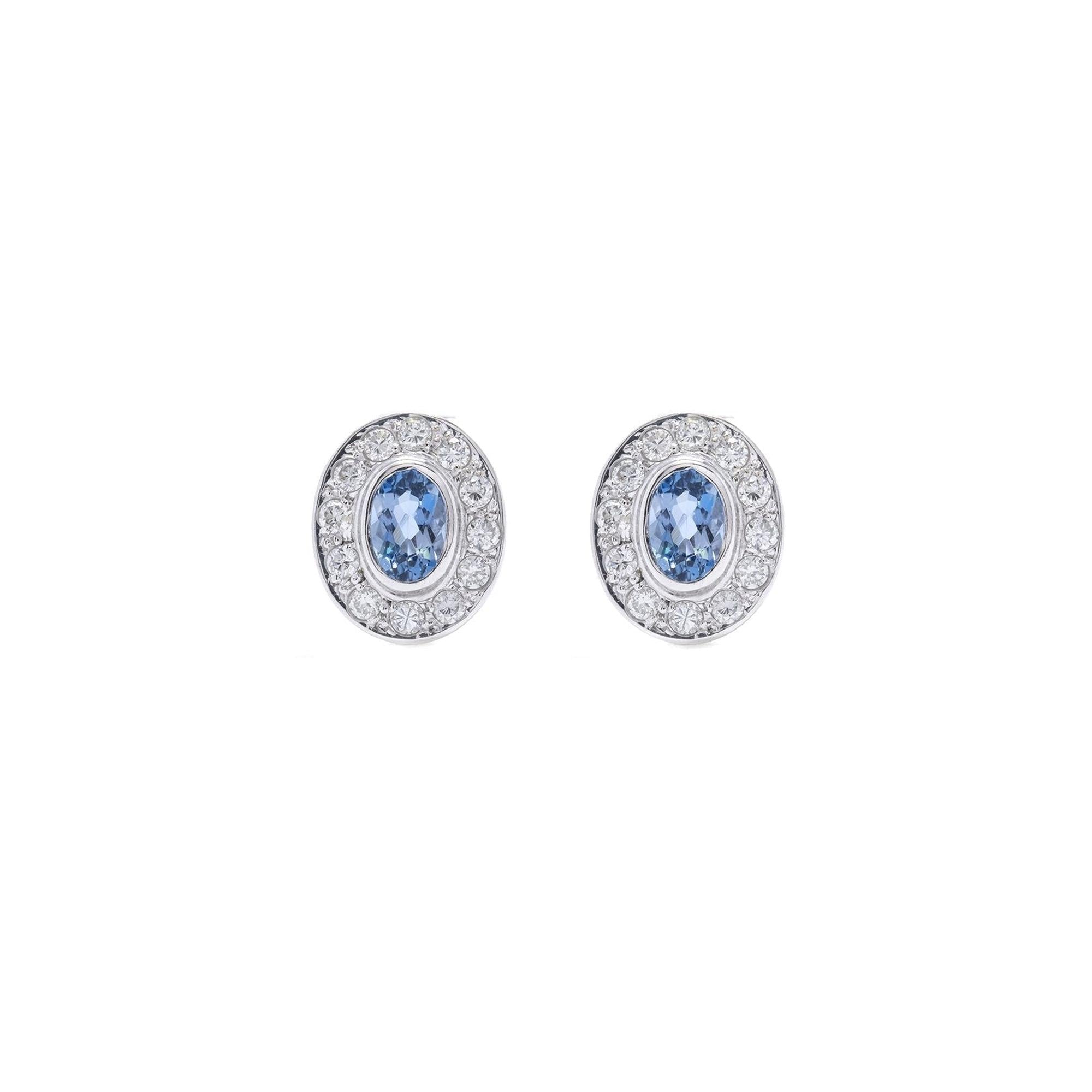 Blue Sapphire and Diamond Earrings