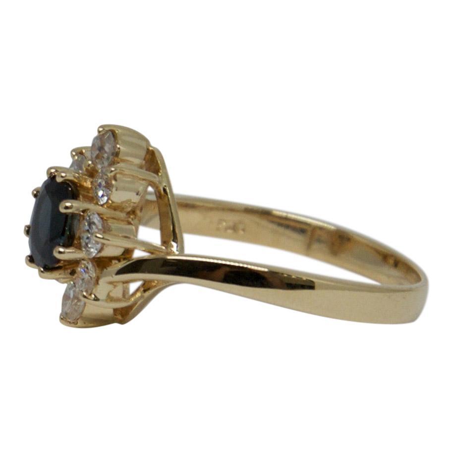 Blue Sapphire and Diamond Ring