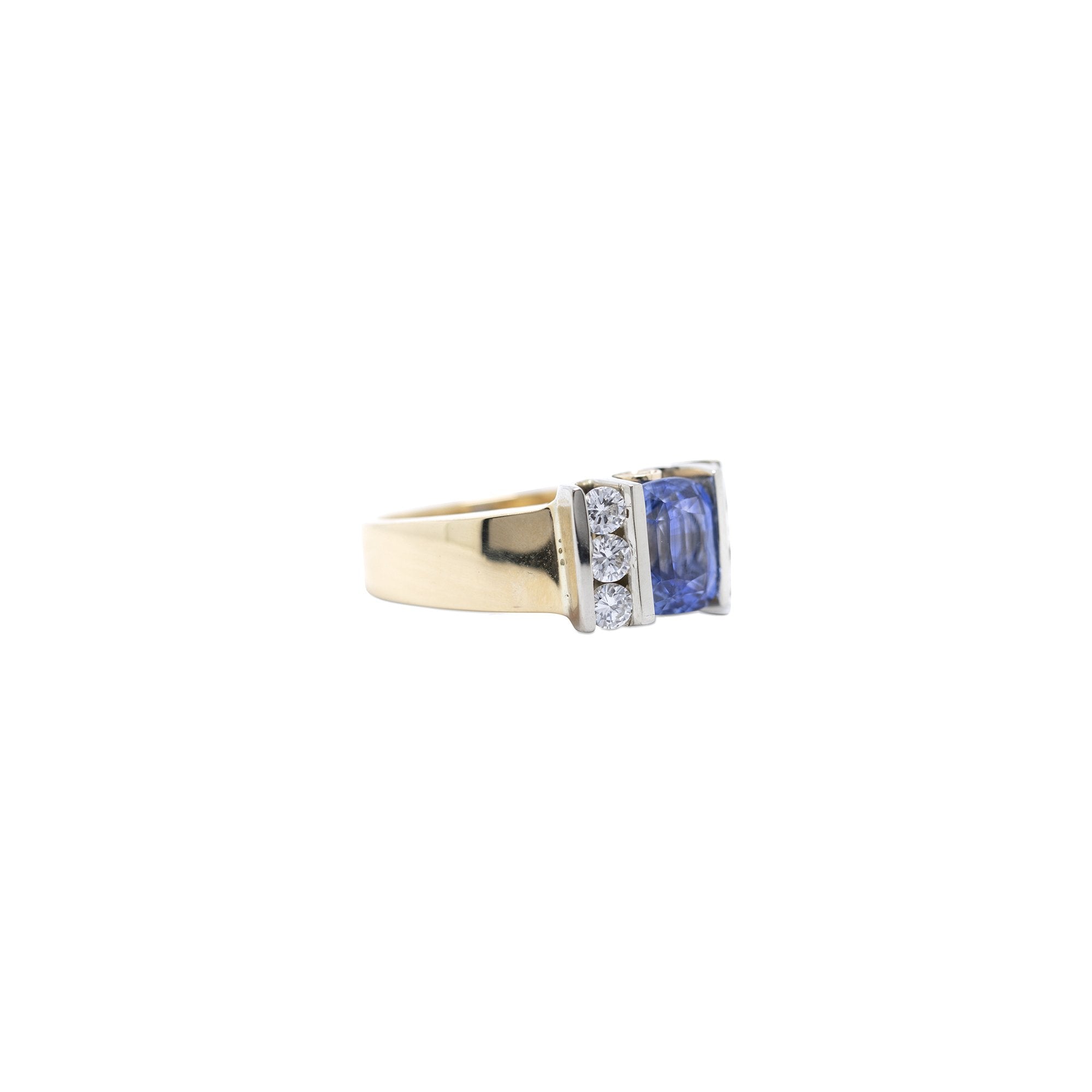 Blue Sapphire and Diamond Ring