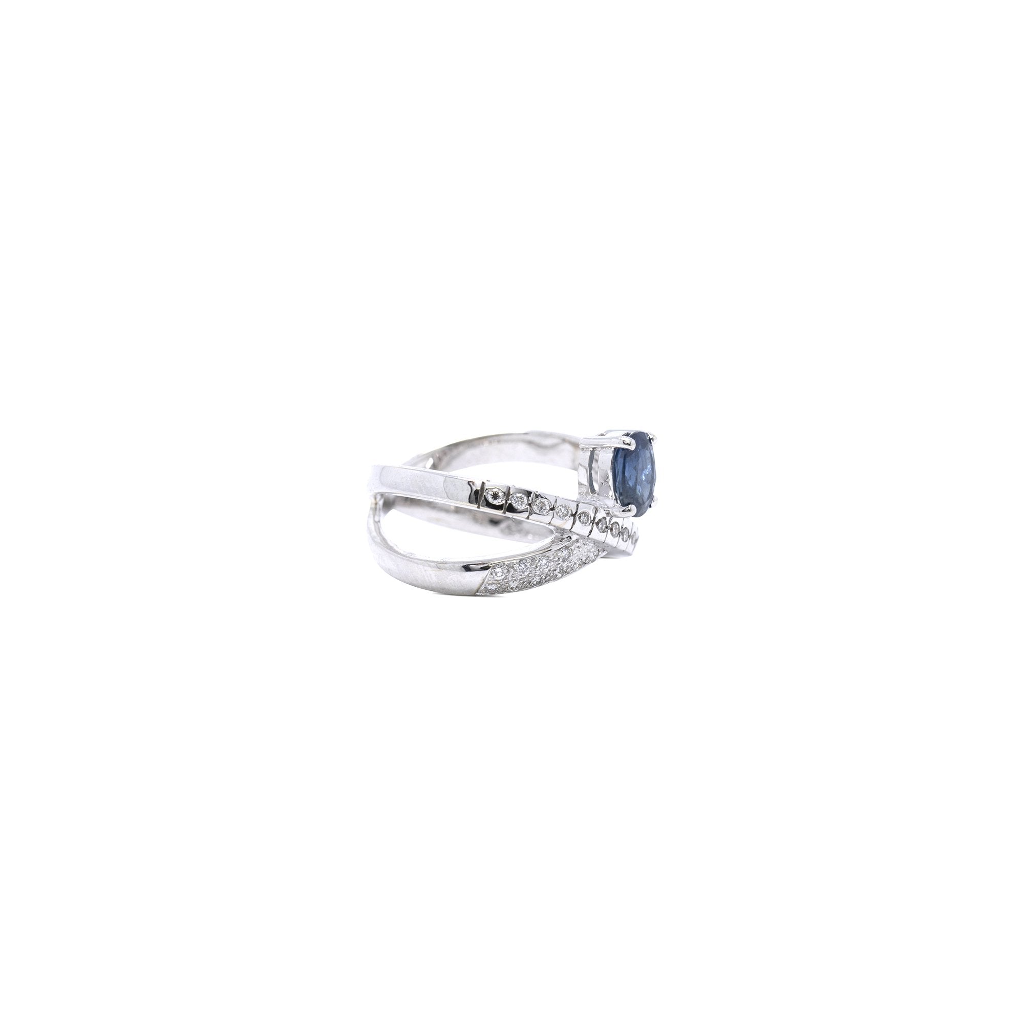 Blue Sapphire and Diamond Ring