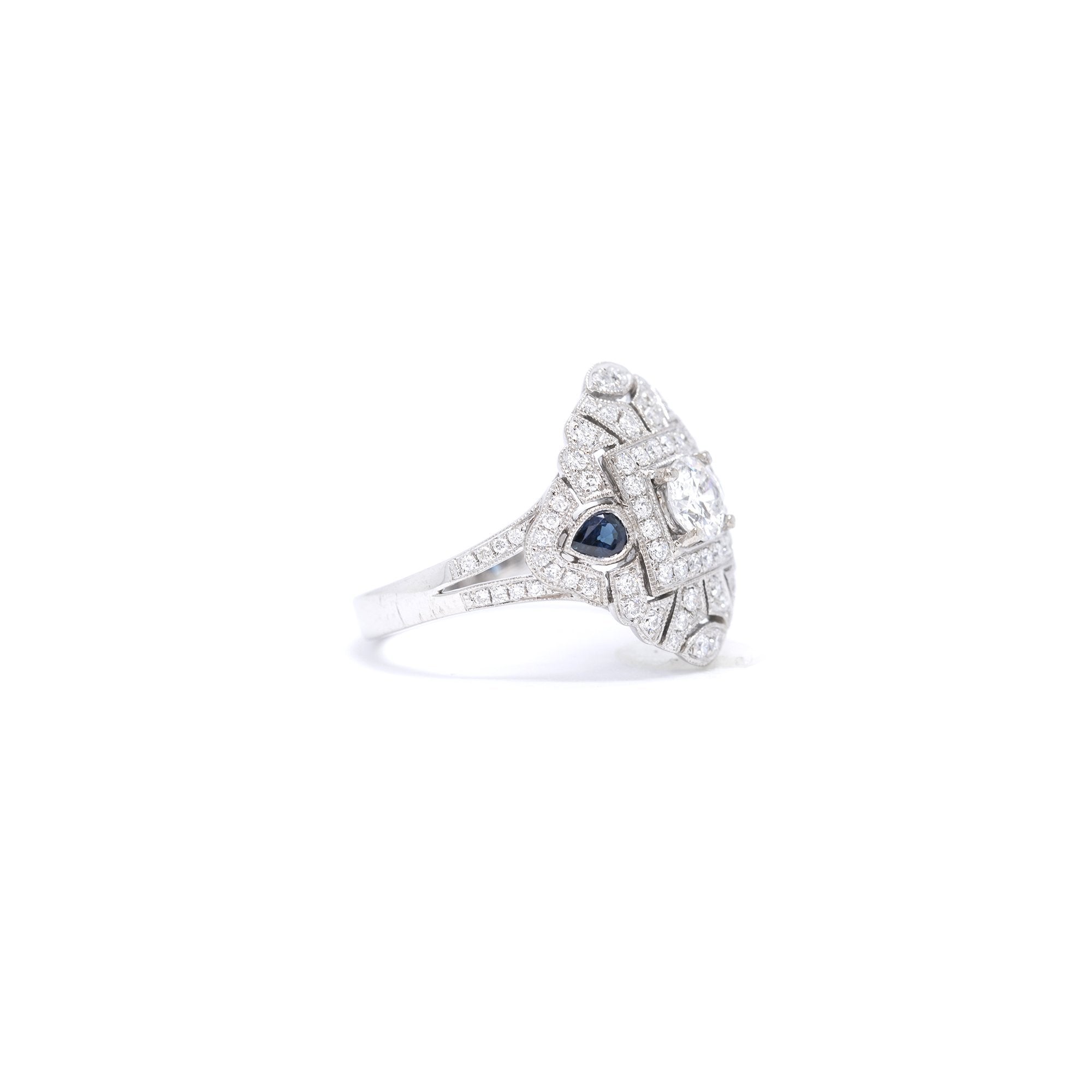 Blue Sapphire and Diamond Ring