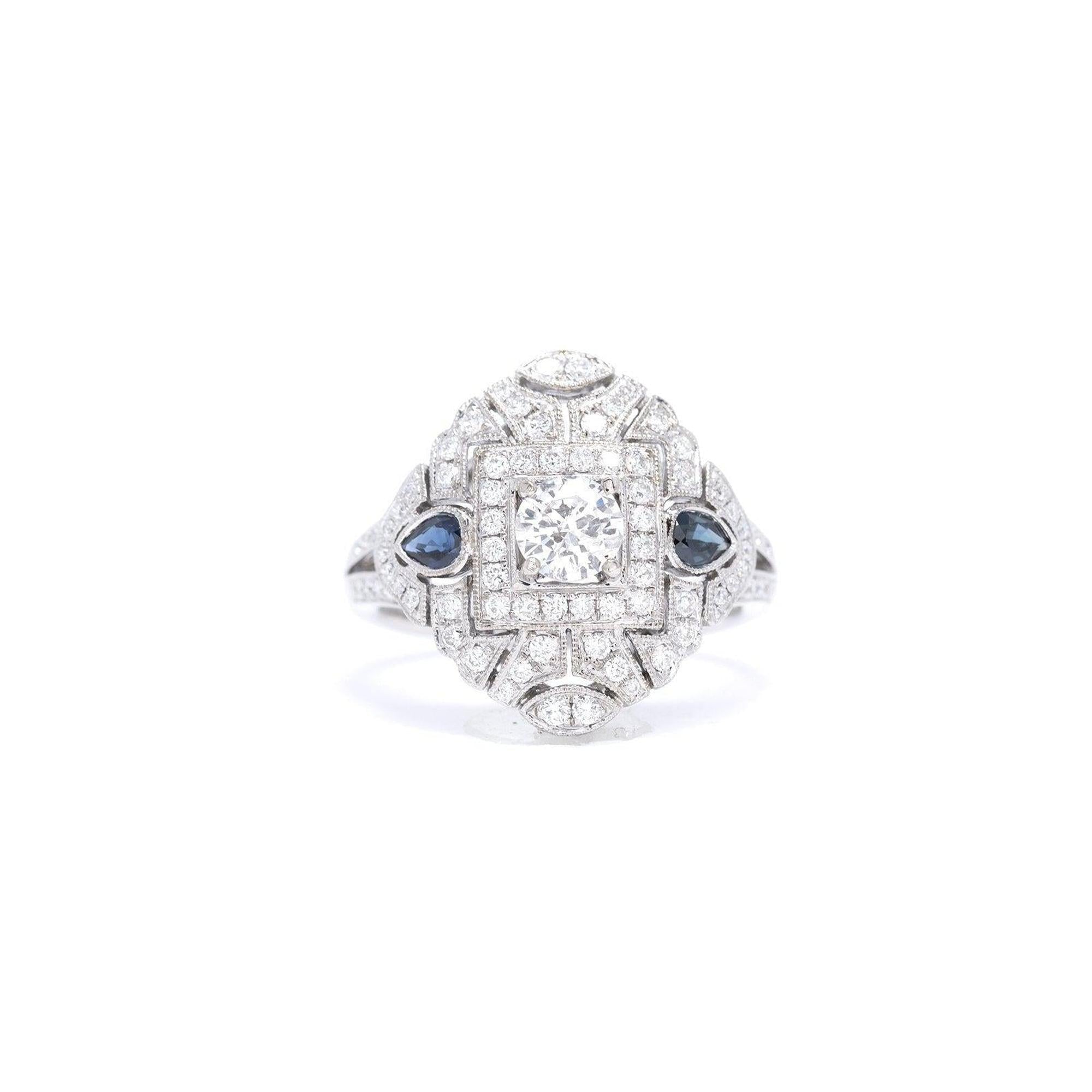 Blue Sapphire and Diamond Ring