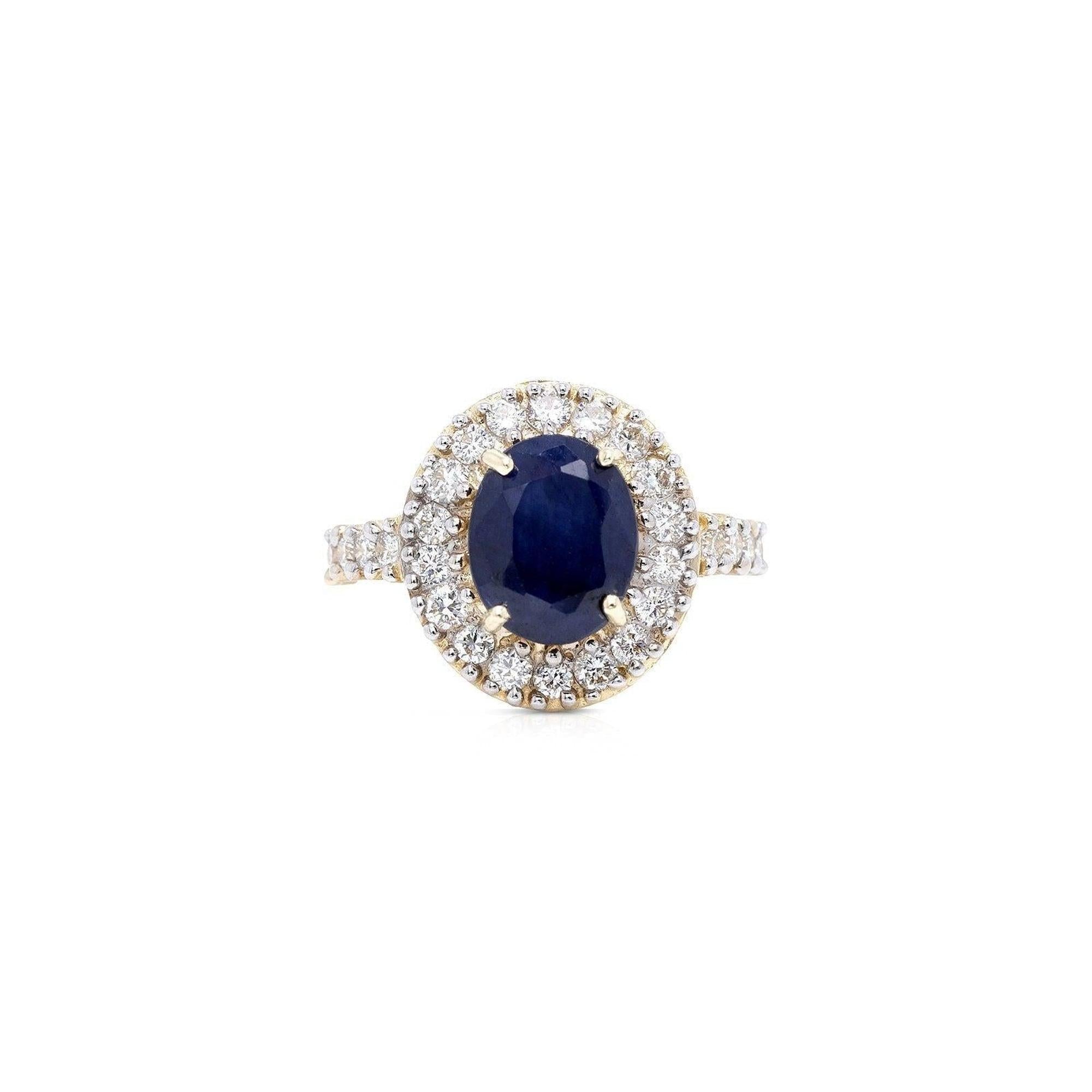 Blue Sapphire and Diamond Ring