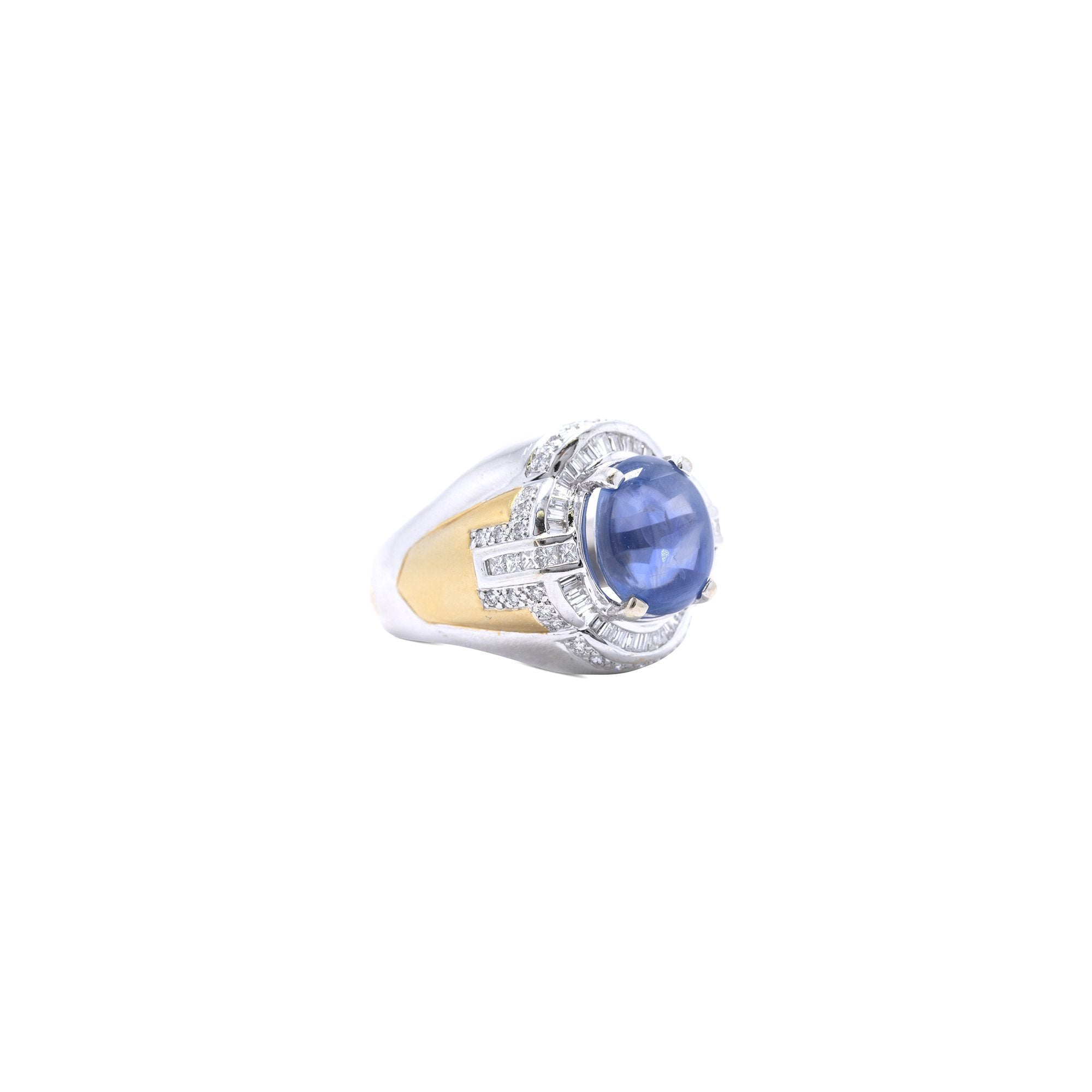 Blue Star Sapphire and Diamond Ring