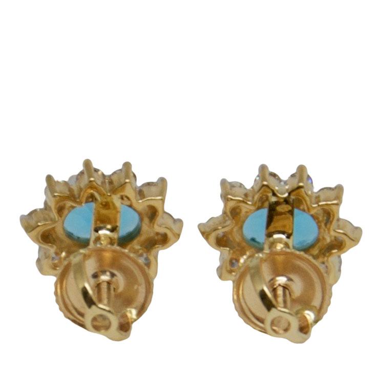 Blue Topaz & Diamond Stud Earrings