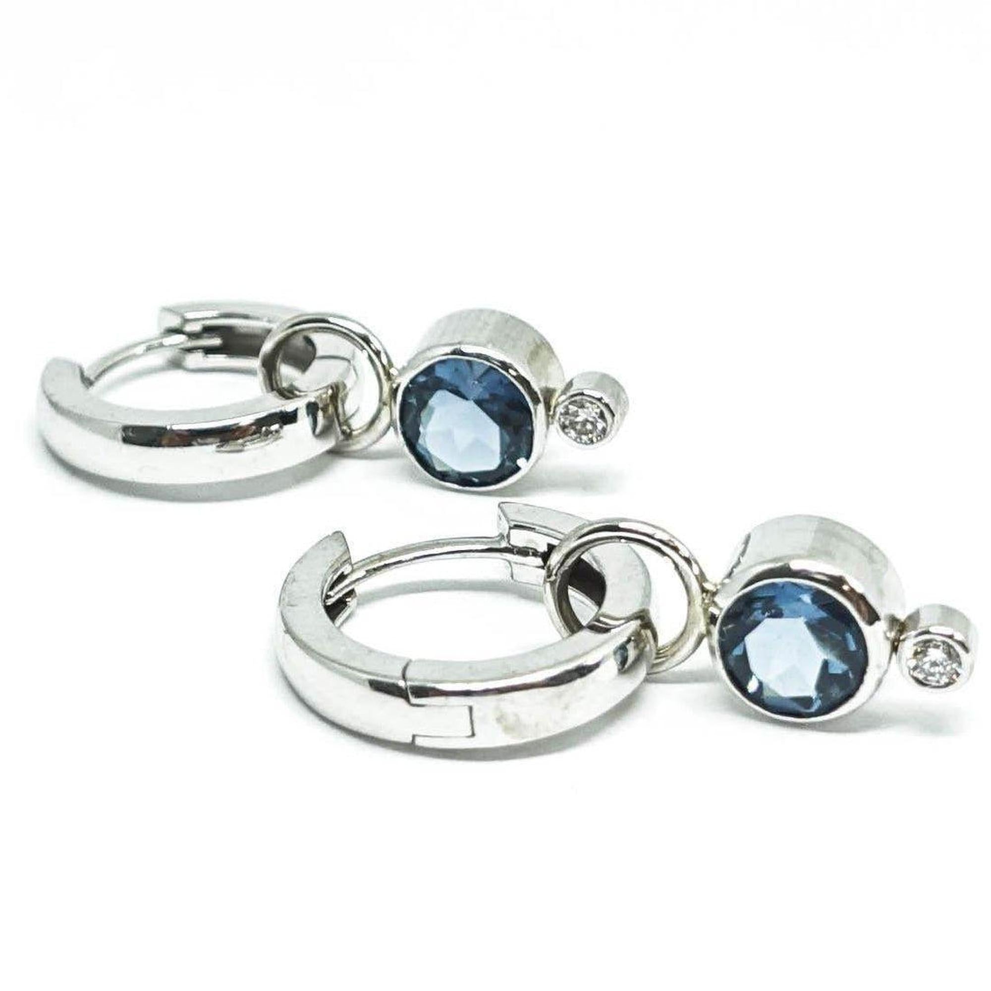 Blue Topaz and Diamond Drop Earrings