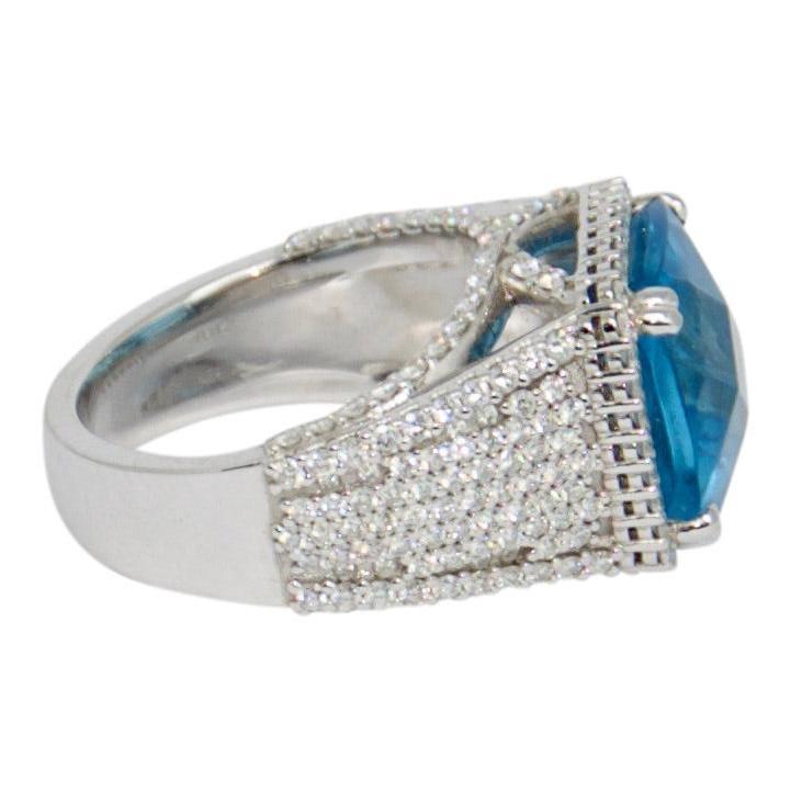 Blue Topaz and Diamond Ring