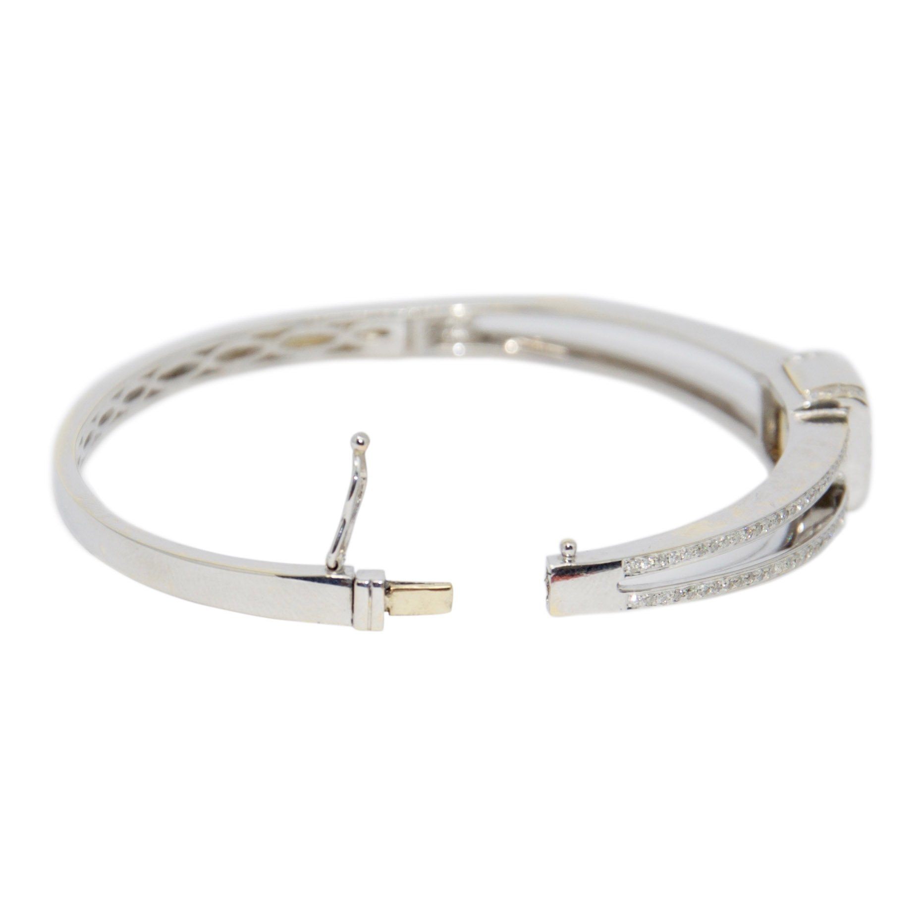 Blue & White Diamond Reversible Flip Top Bangle Bracelet