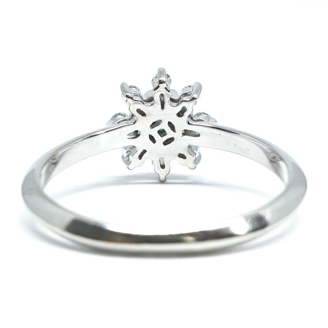 Blue and White Diamond Cluster Ring