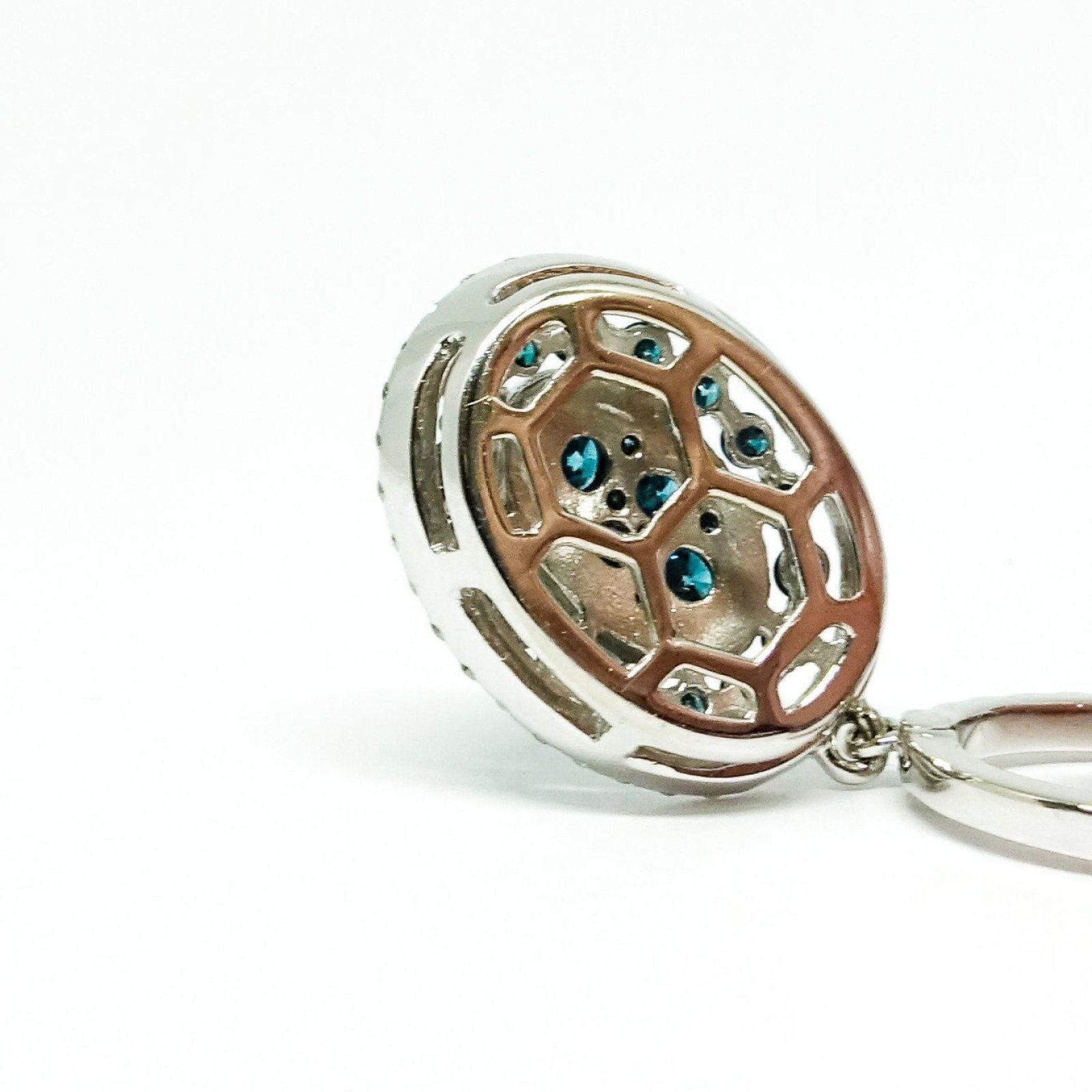 Blue and White Diamond Drop Earrings