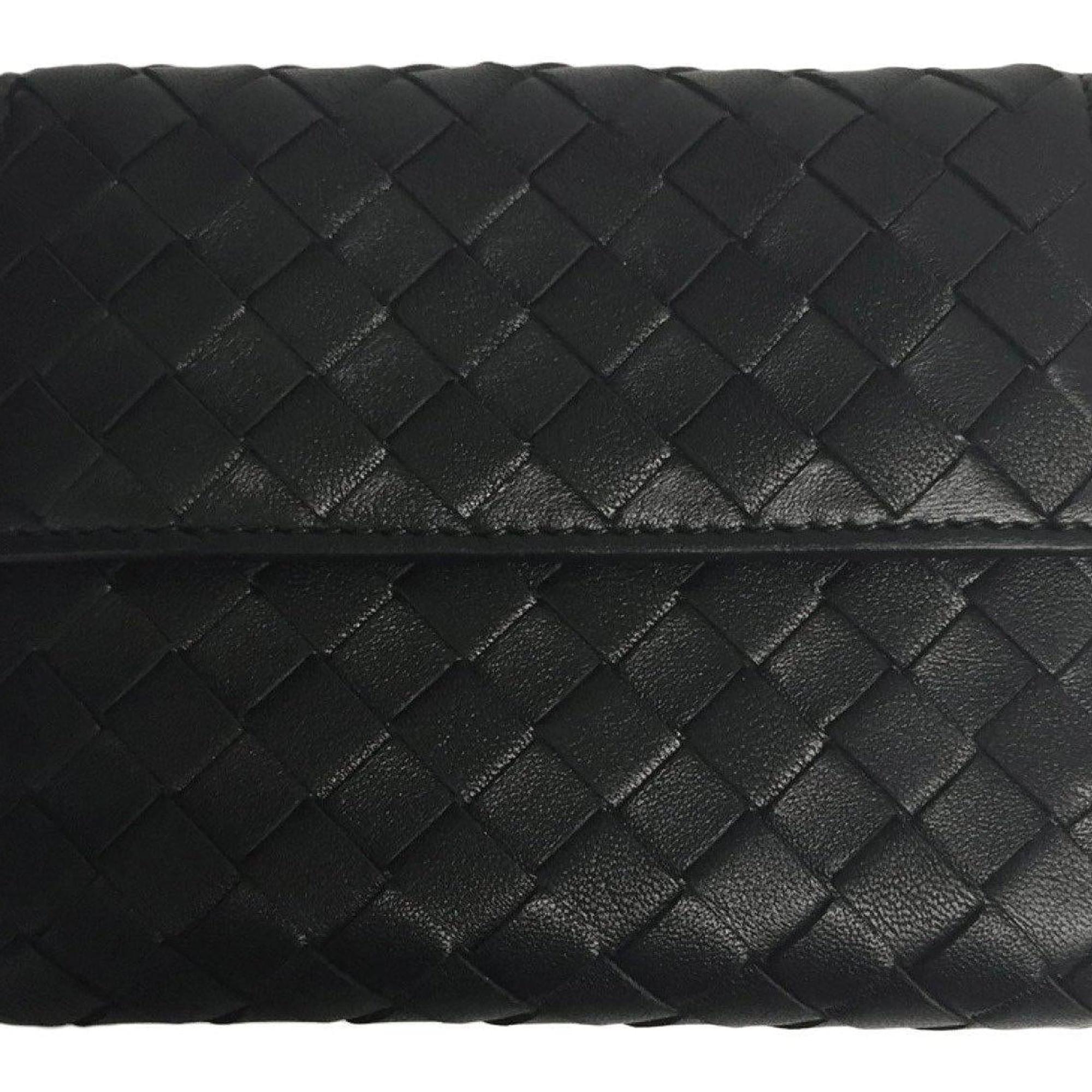 Bottega Black Small Flap Coin Wallet