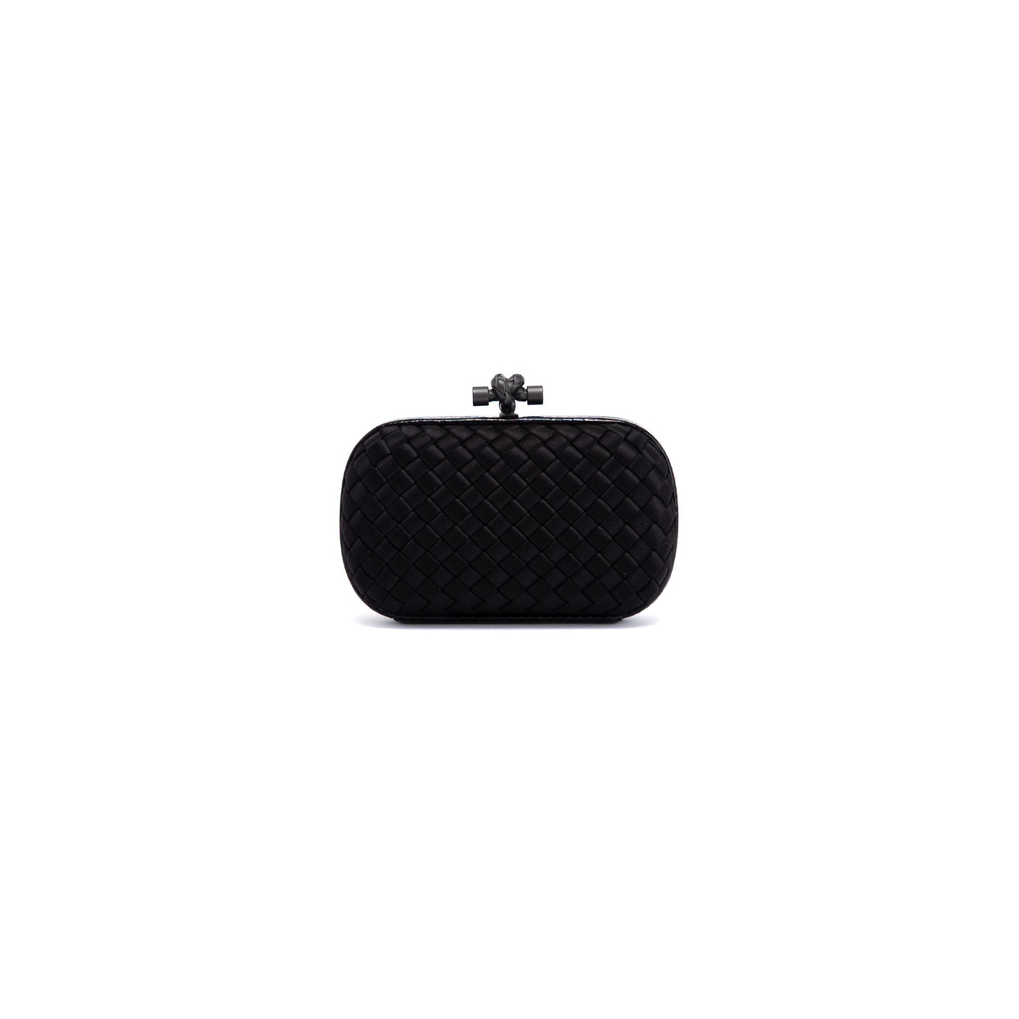 Bottega Veneta Ayers-Trimmed Satin Intrecciato Knot Clutch