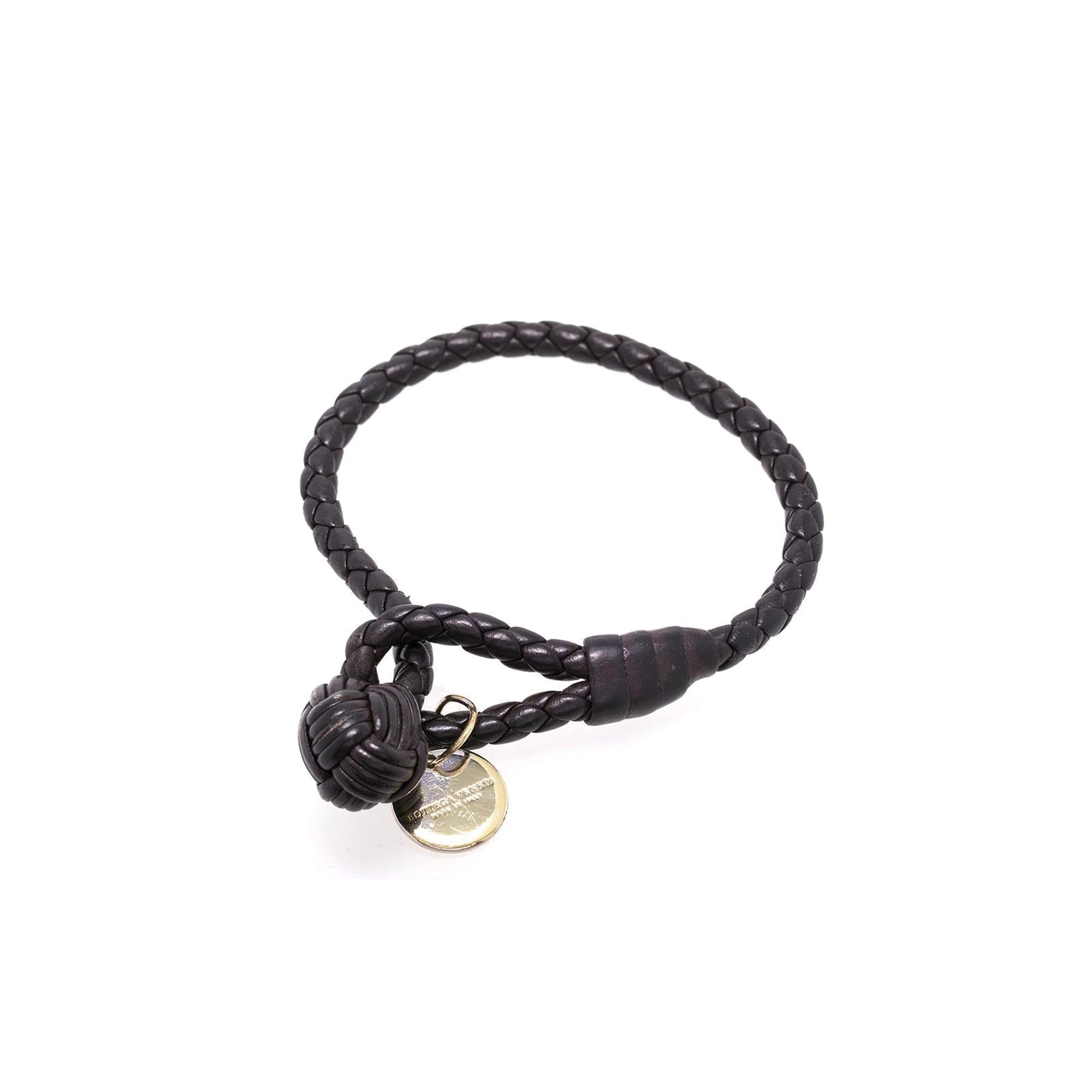 Bottega Veneta Leather Intrecciato Single Knot Bracelet