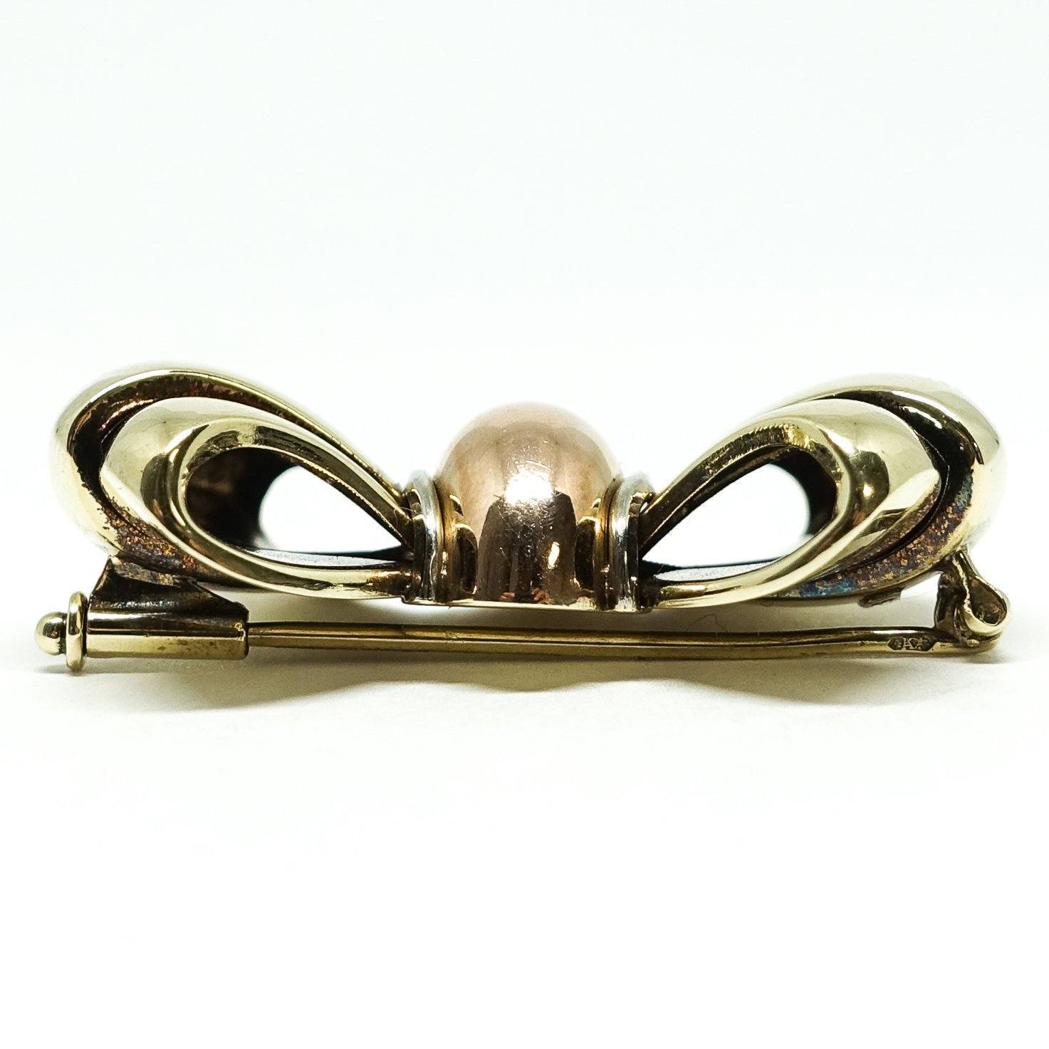 Bow Brooch in 14kt Yellow, Pink, and White Gold