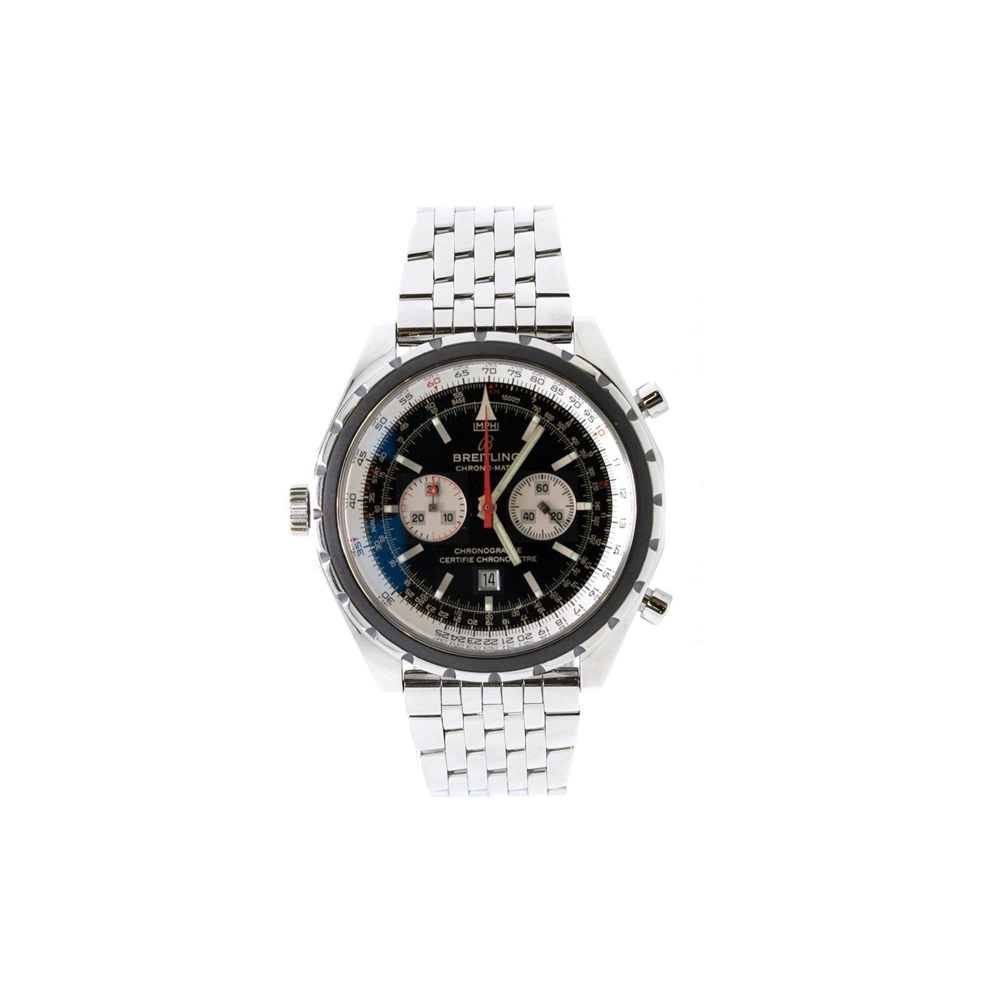 Breitling Chrono-Matic Chronograph Automatic Watch w/ Box, Papers & Extra Straps