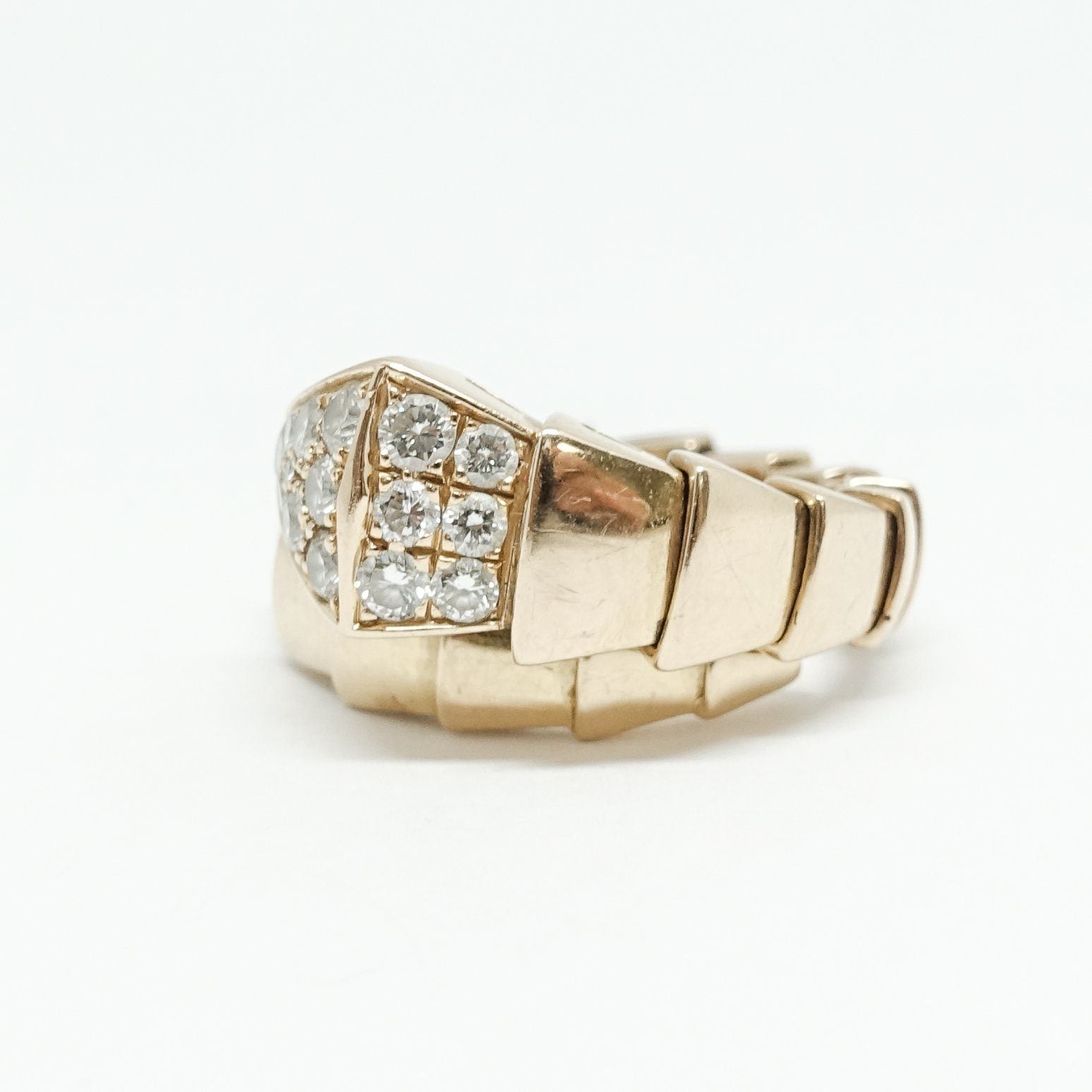 Bulgari Pave Diamond One-Coil Serpenti Ring