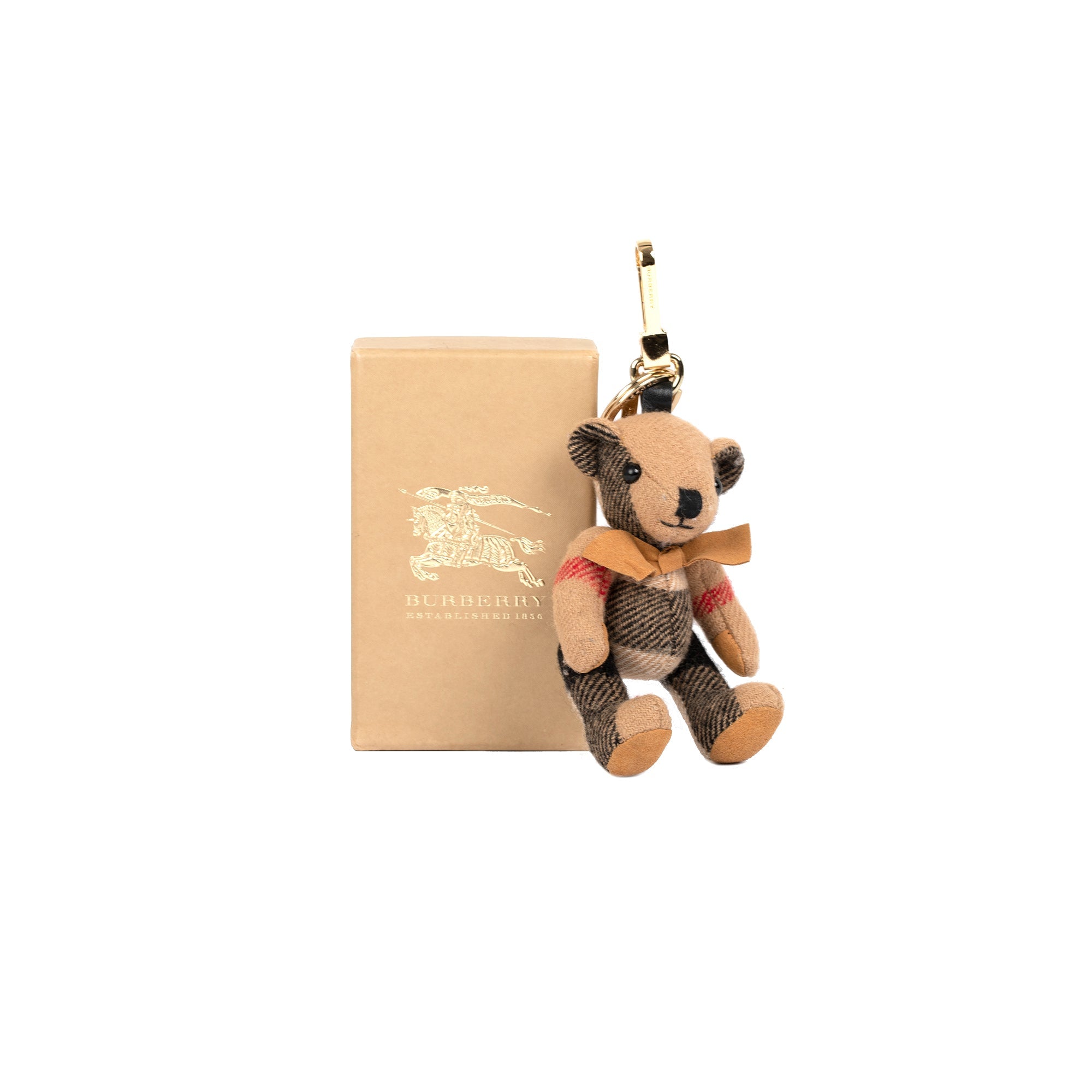 Burberry Cashmere Thomas Check Bear Bag Charm w/ Box