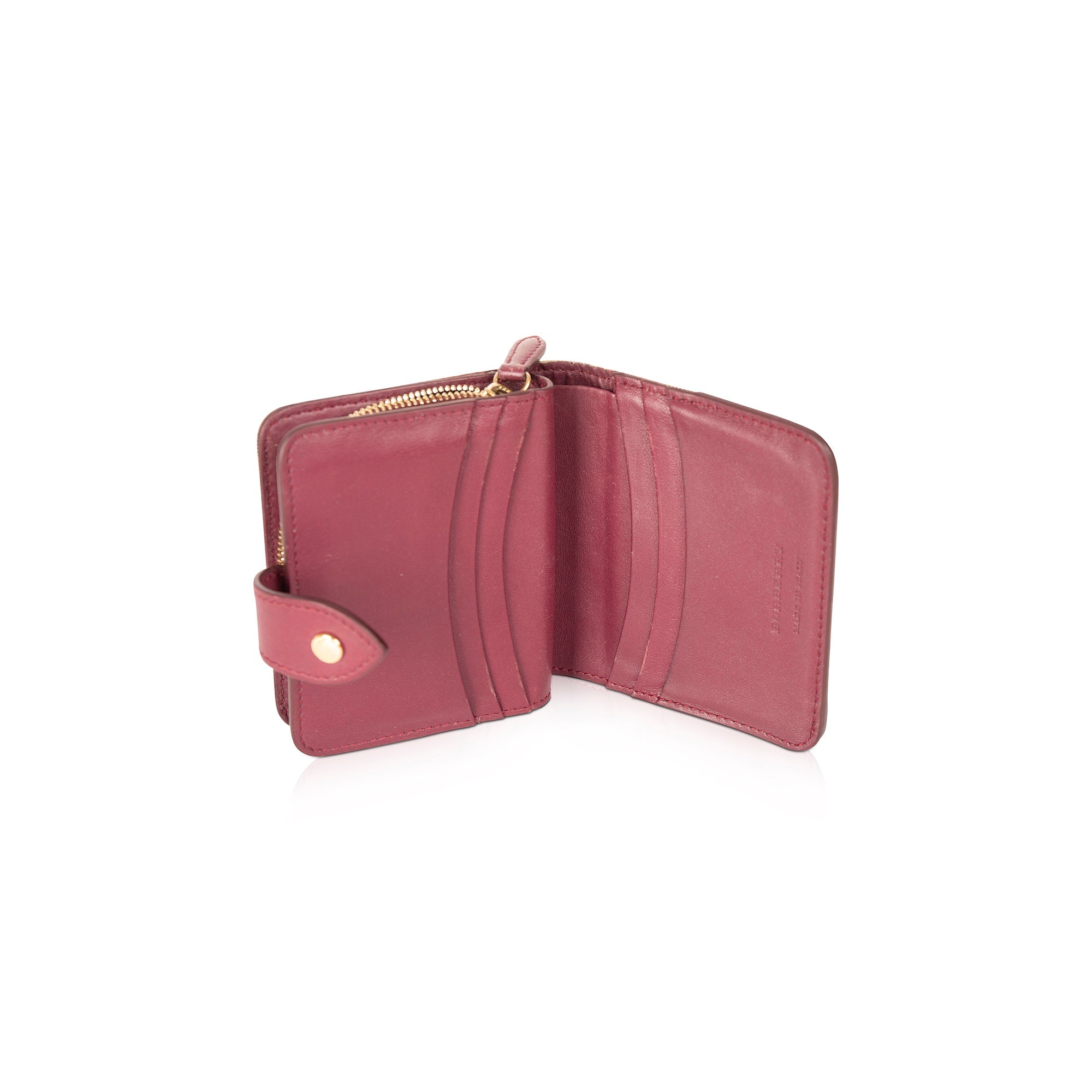 Burberry Leather Trim House Check French Purse Wallet