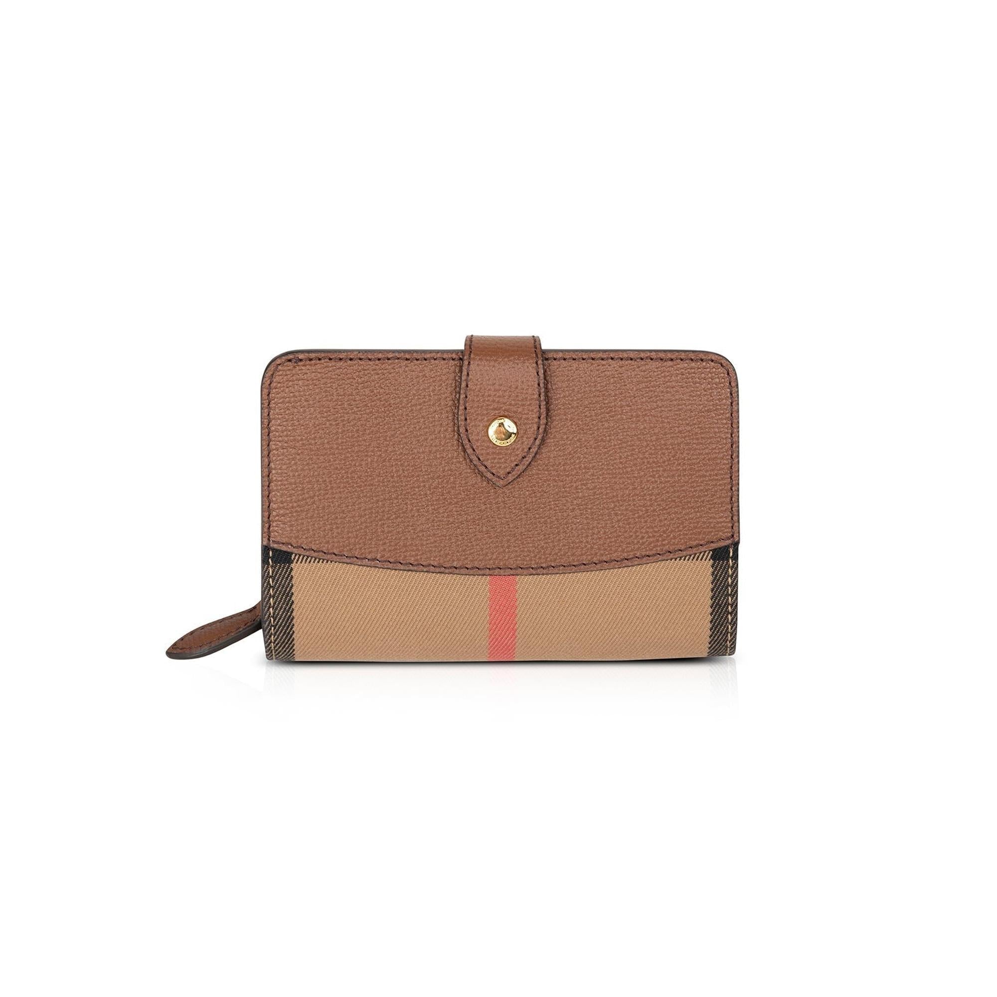 Burberry Leather Trim House Check Hampstead Tab Wallet