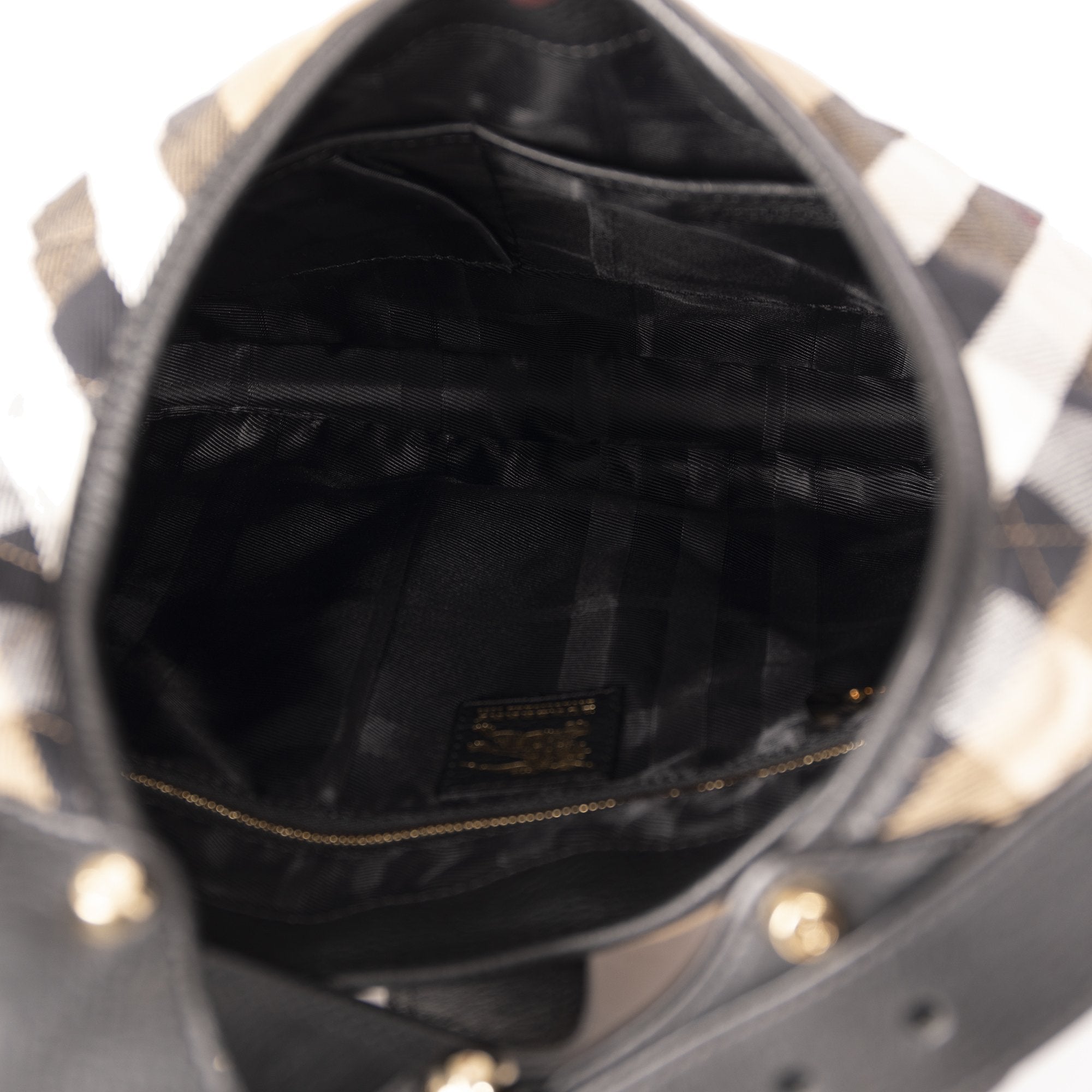 Burberry Leather-Trimmed House Check Hobo