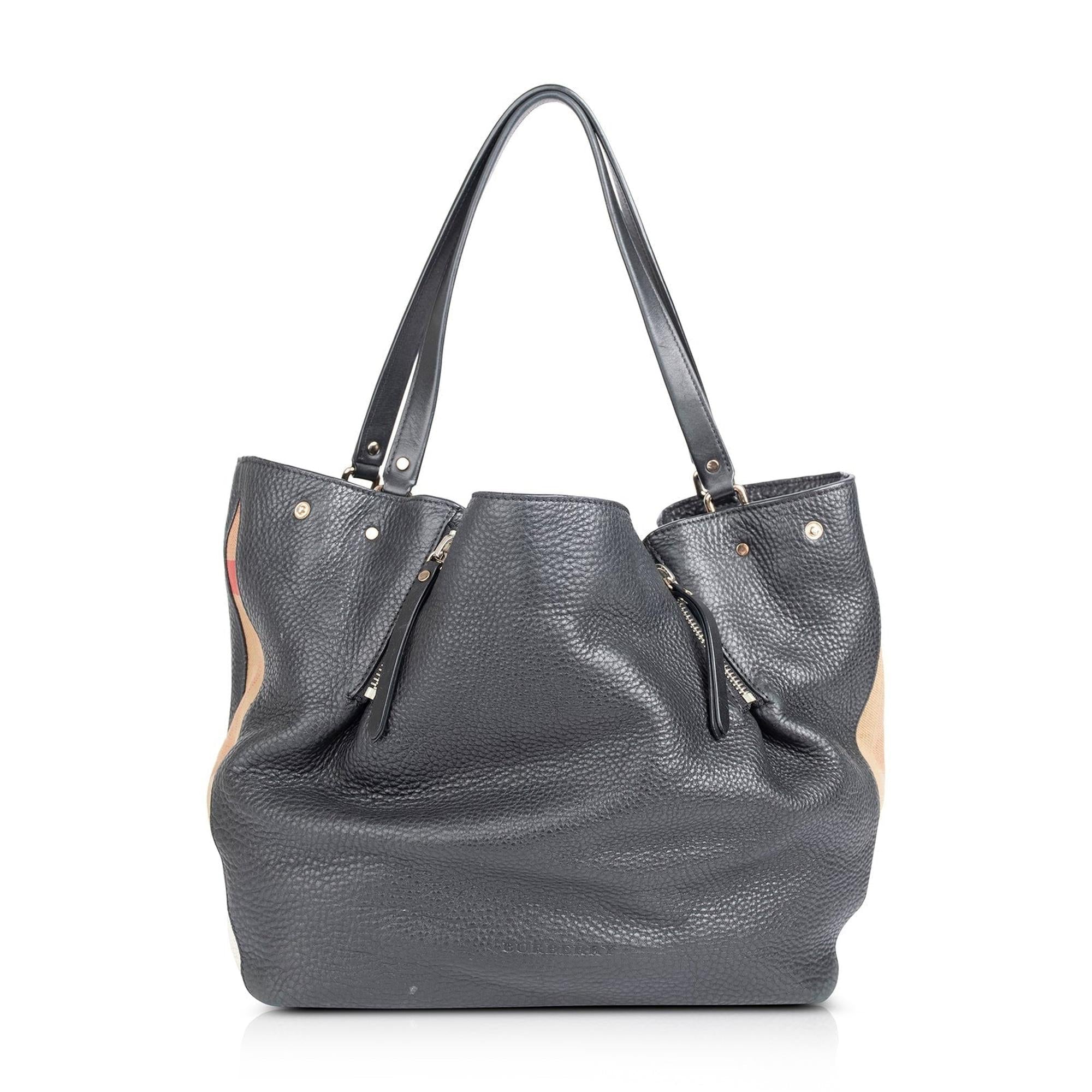 Burberry Medium Maidstone Leather & House Check Tote