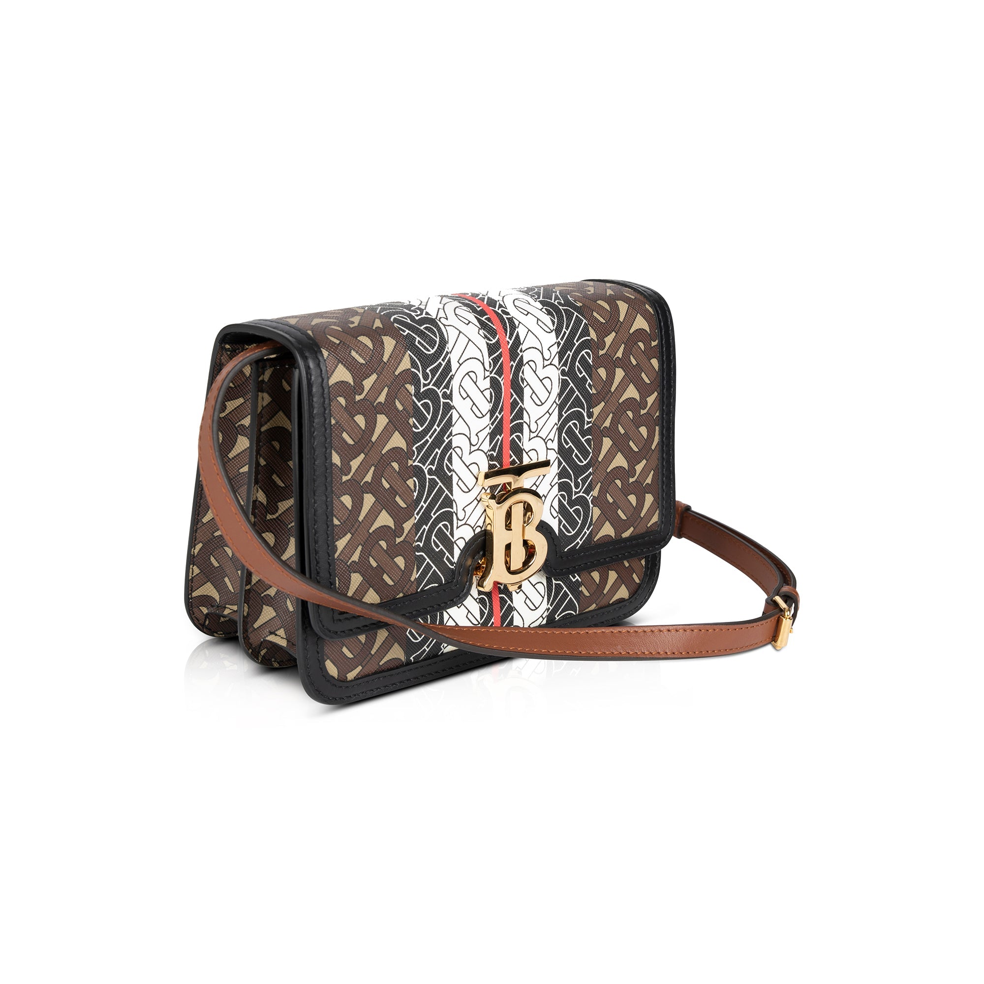 Burberry Monogram E-Canvas Small TB Flap Crossbody Bag