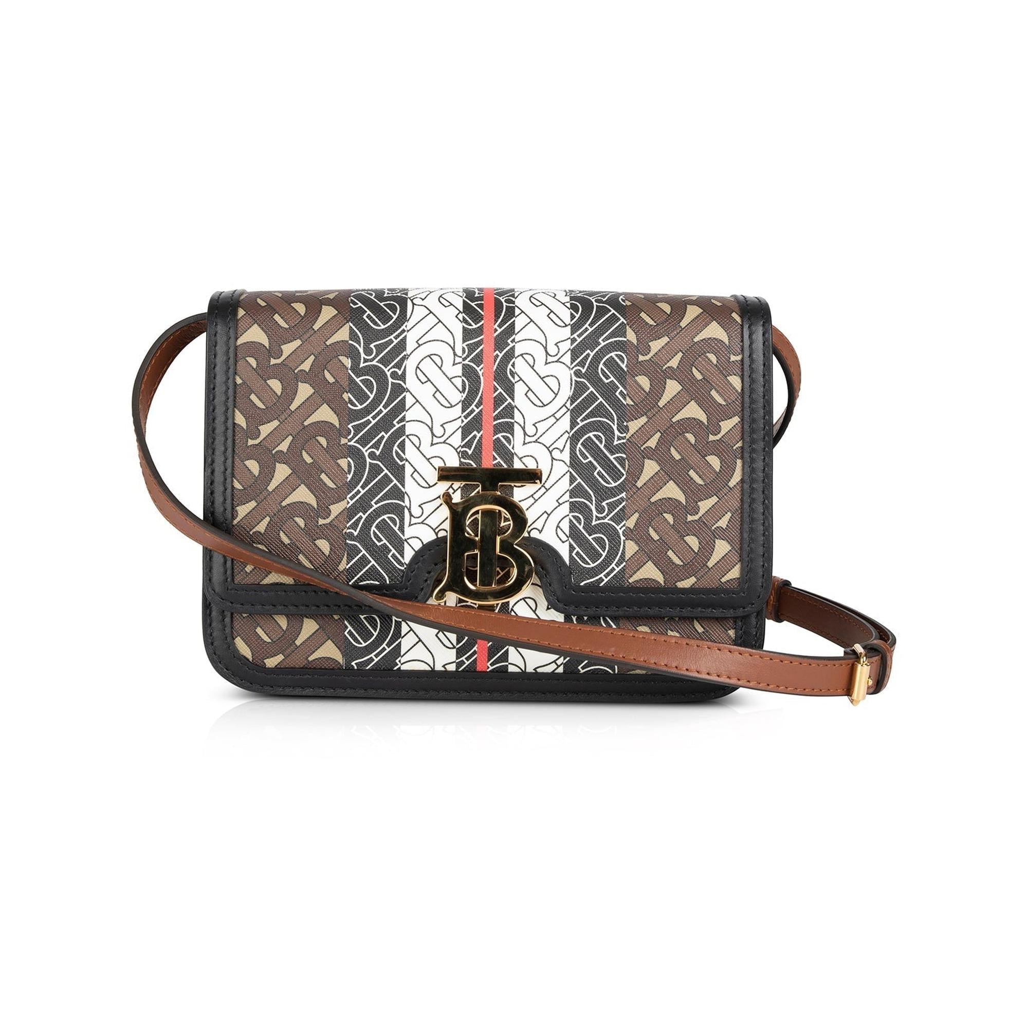 Burberry Monogram E-Canvas Small TB Flap Crossbody Bag
