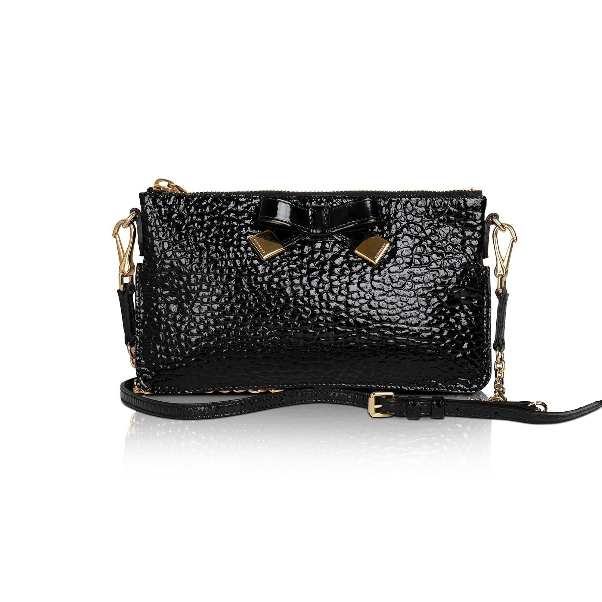 Burberry Patent Heritage Bow Peyton Crossbody Bag