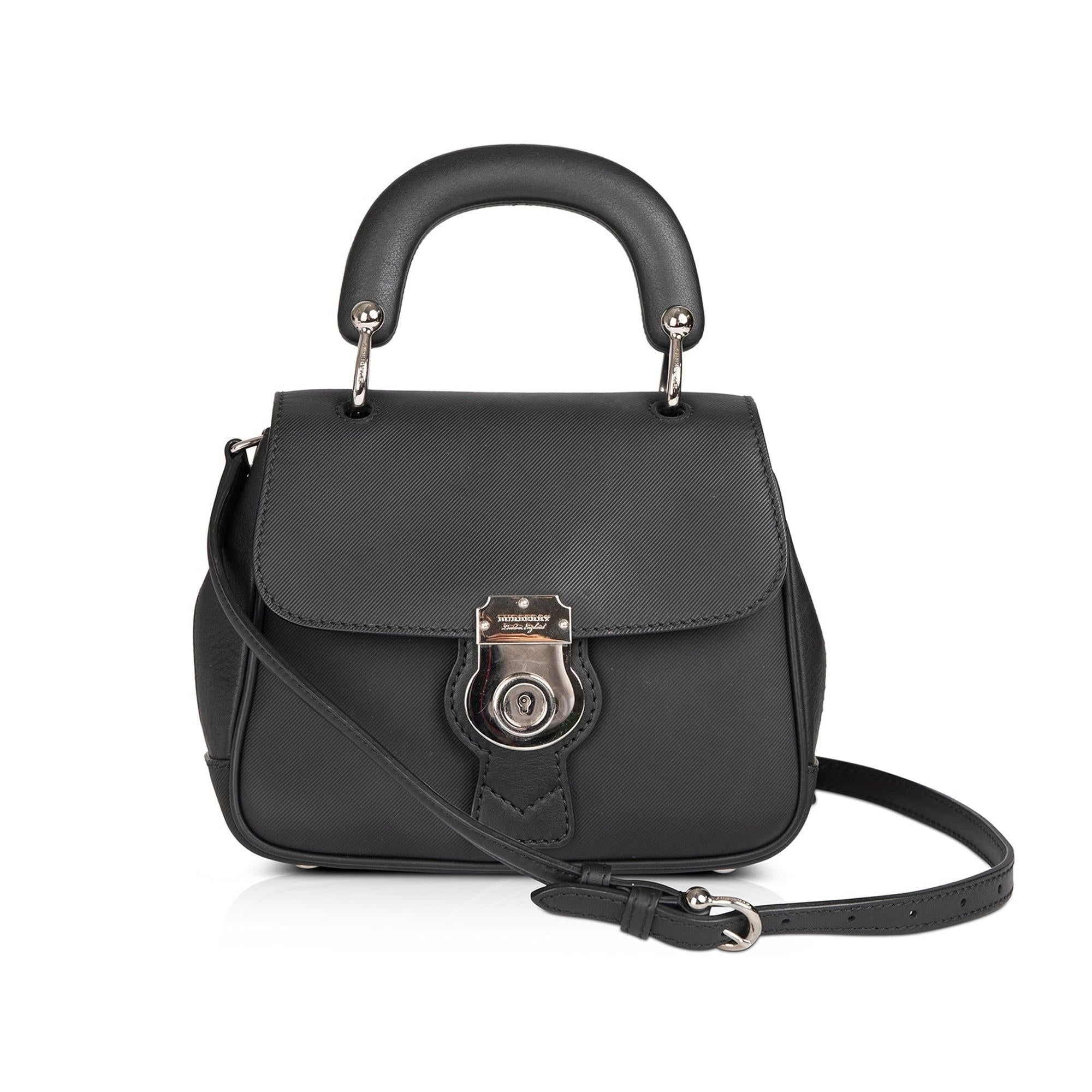Burberry Small Black Trench Calfskin DK88 Top Handle Bag