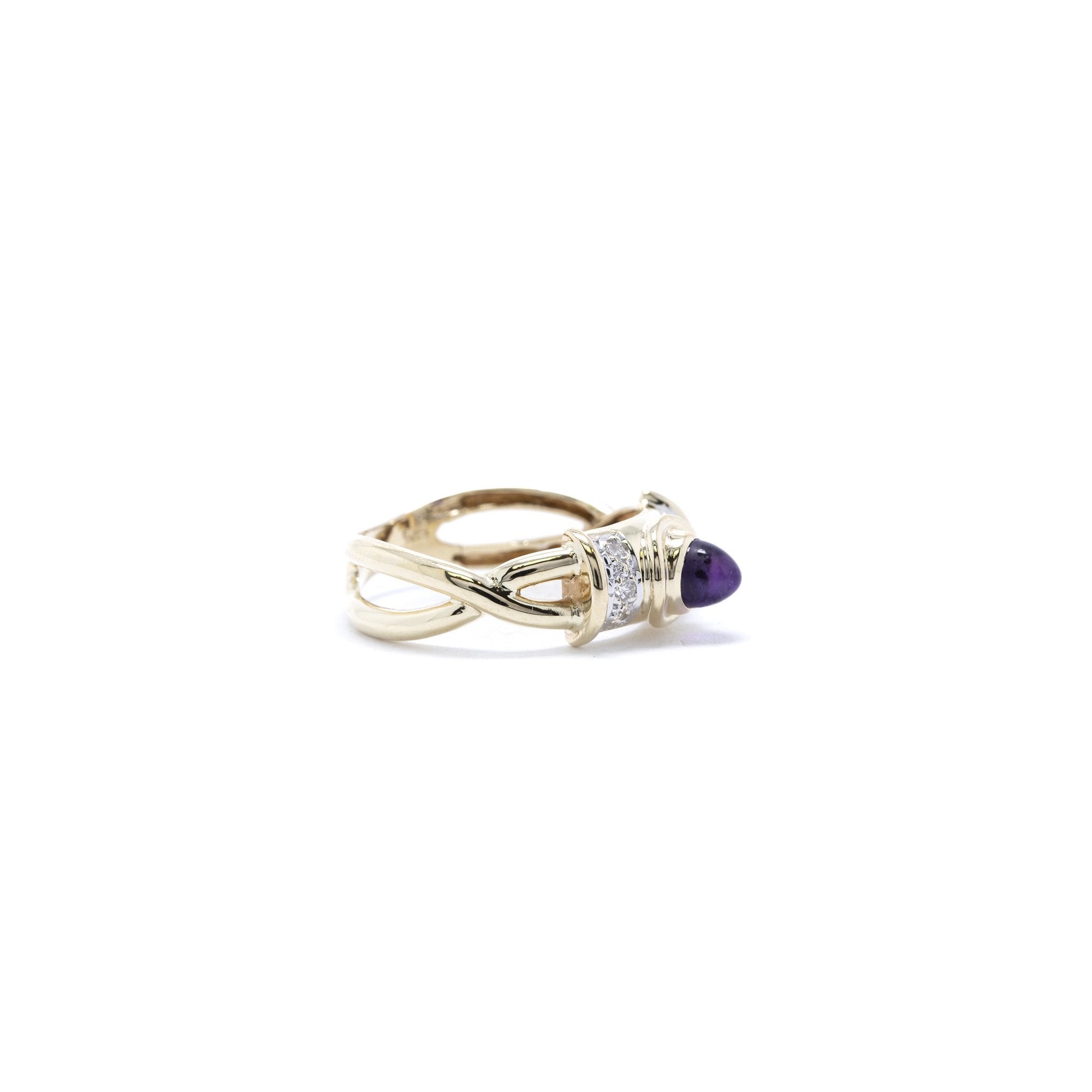 Cabochon Amethyst & Diamond Cocktail Ring