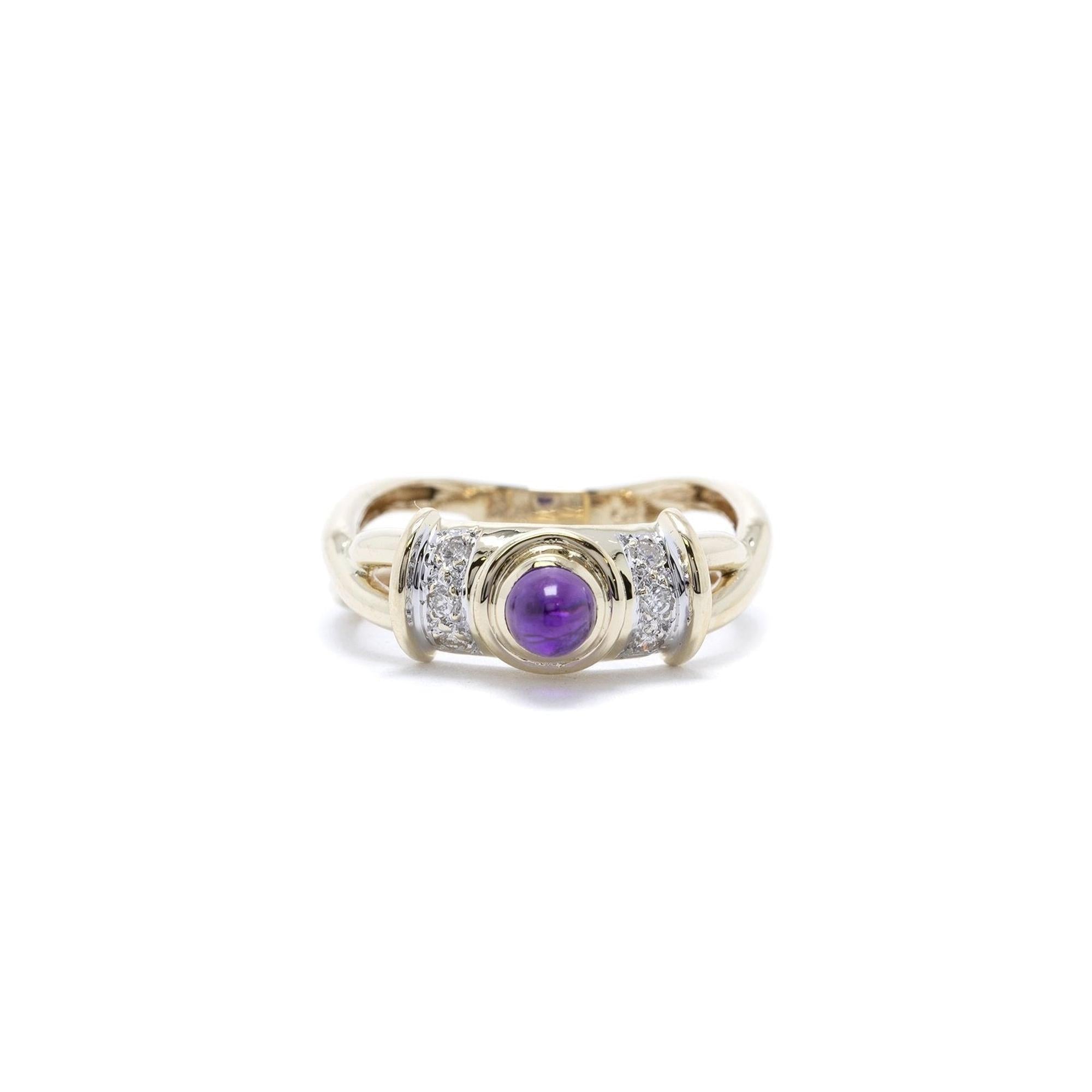 Cabochon Amethyst & Diamond Cocktail Ring