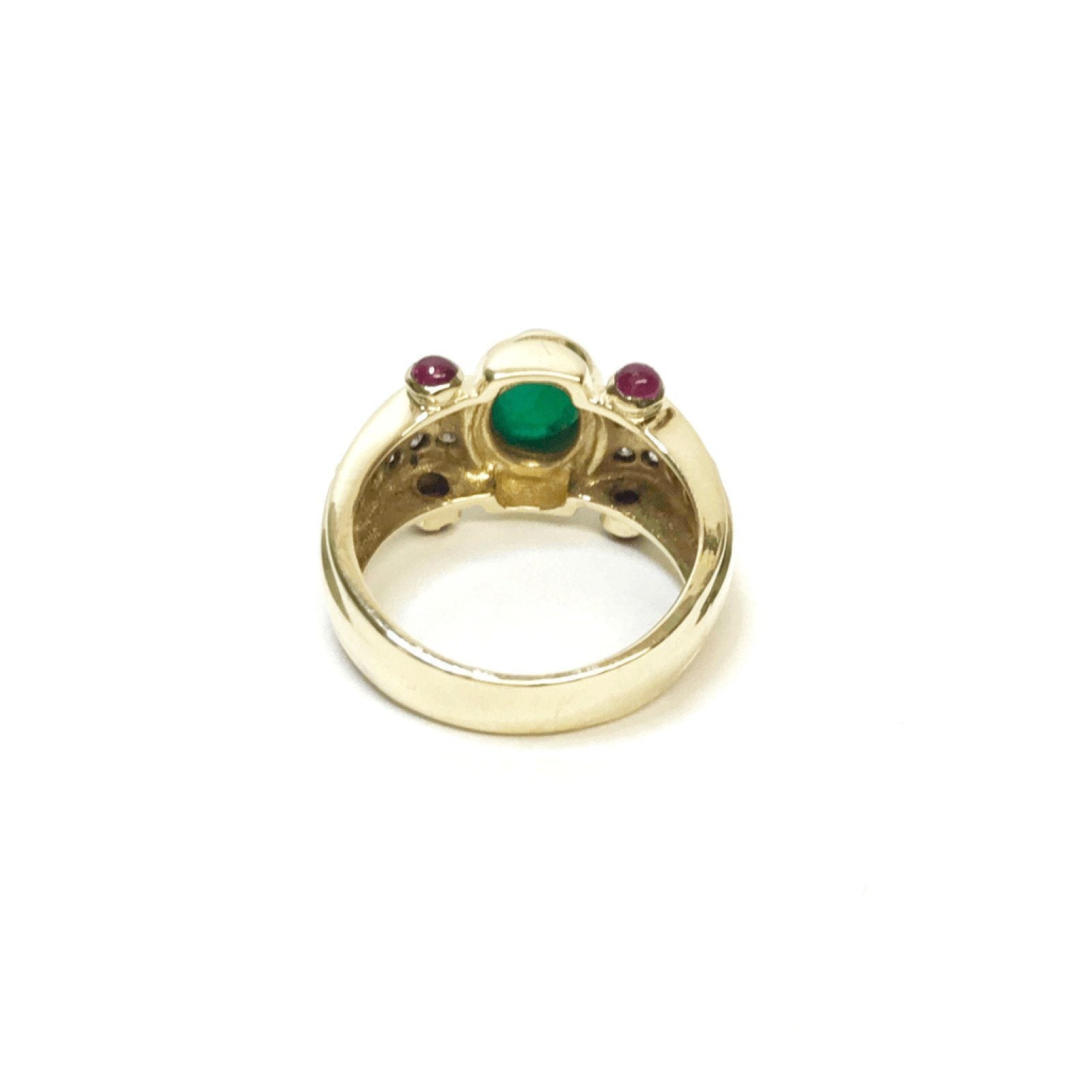 Cabochon Emerald and Ruby Diamond Ring