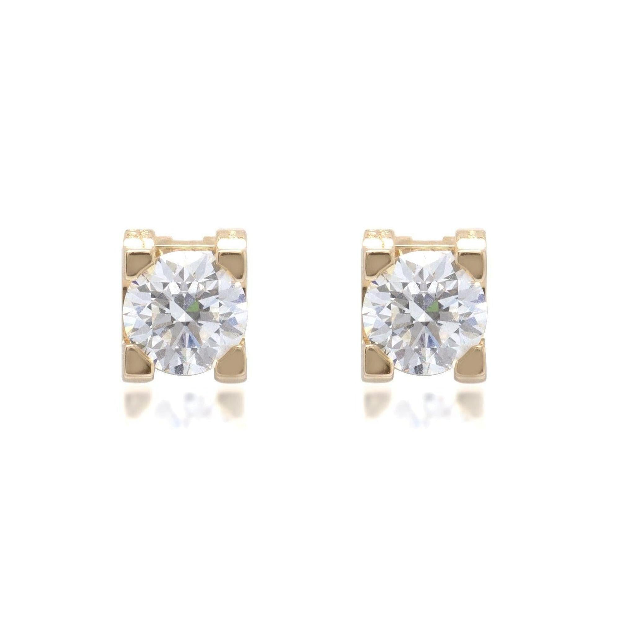 Cartier 18k Gold C De Cartier Diamond Stud Earrings