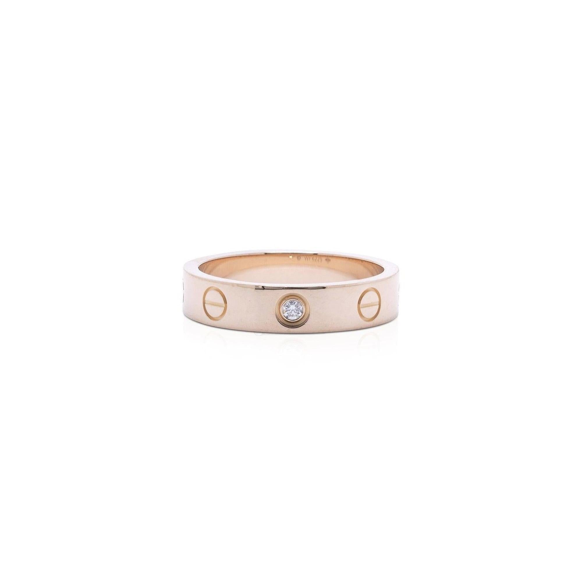 Cartier 18k Rose Gold 1 Diamond Love Ring