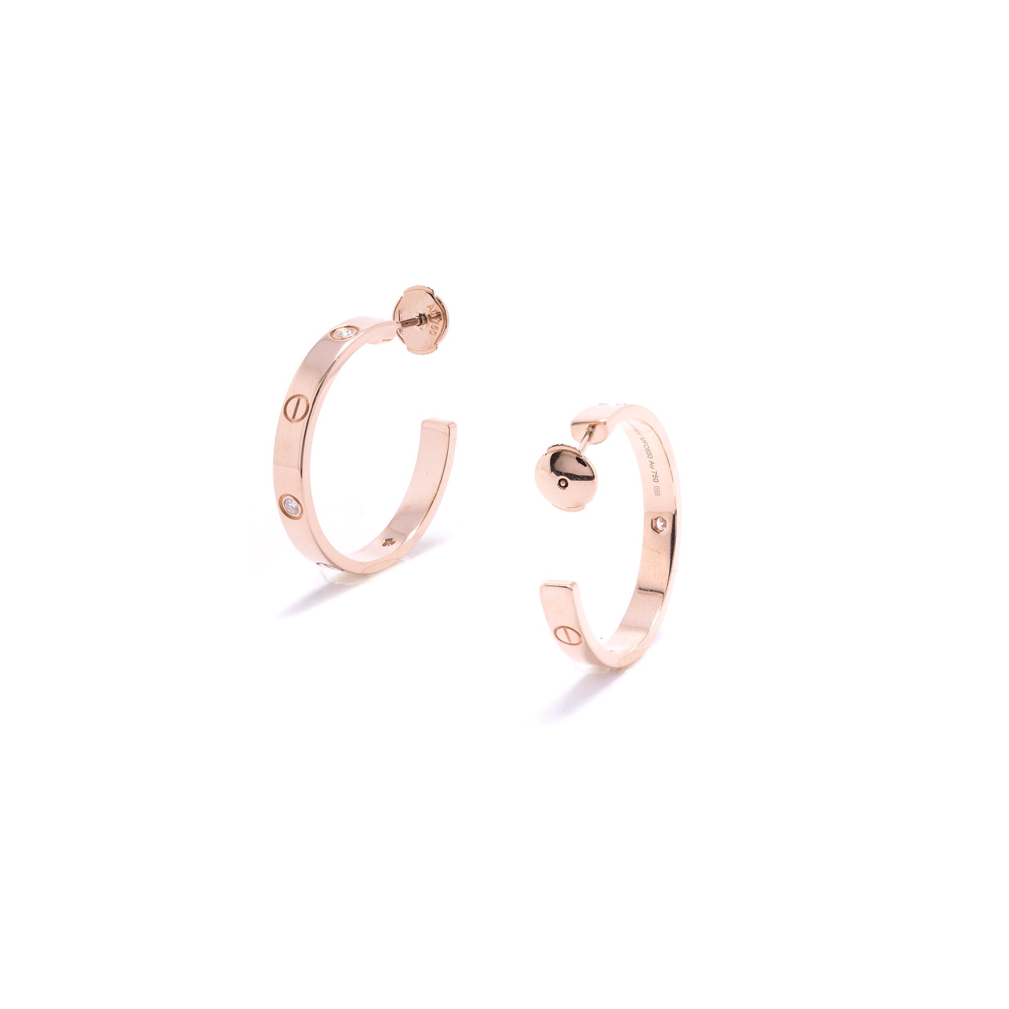 Cartier 18k Rose Gold Diamond Love Earrings w/ Box & Certificate
