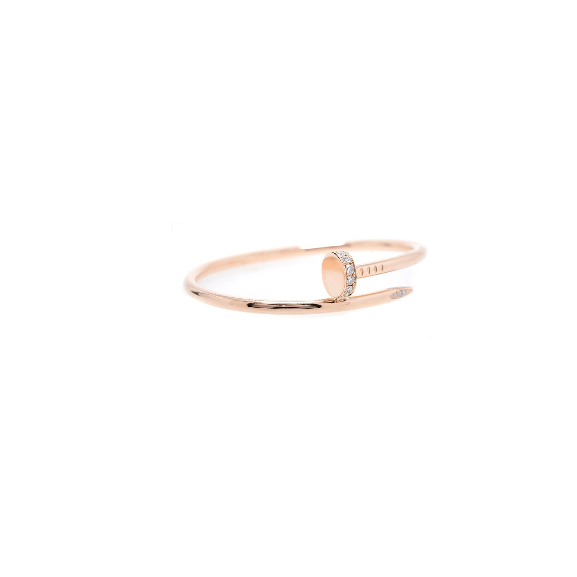 Cartier 18k Rose Gold Juste Un Clou Diamond Bracelet w/ Box & Certificate