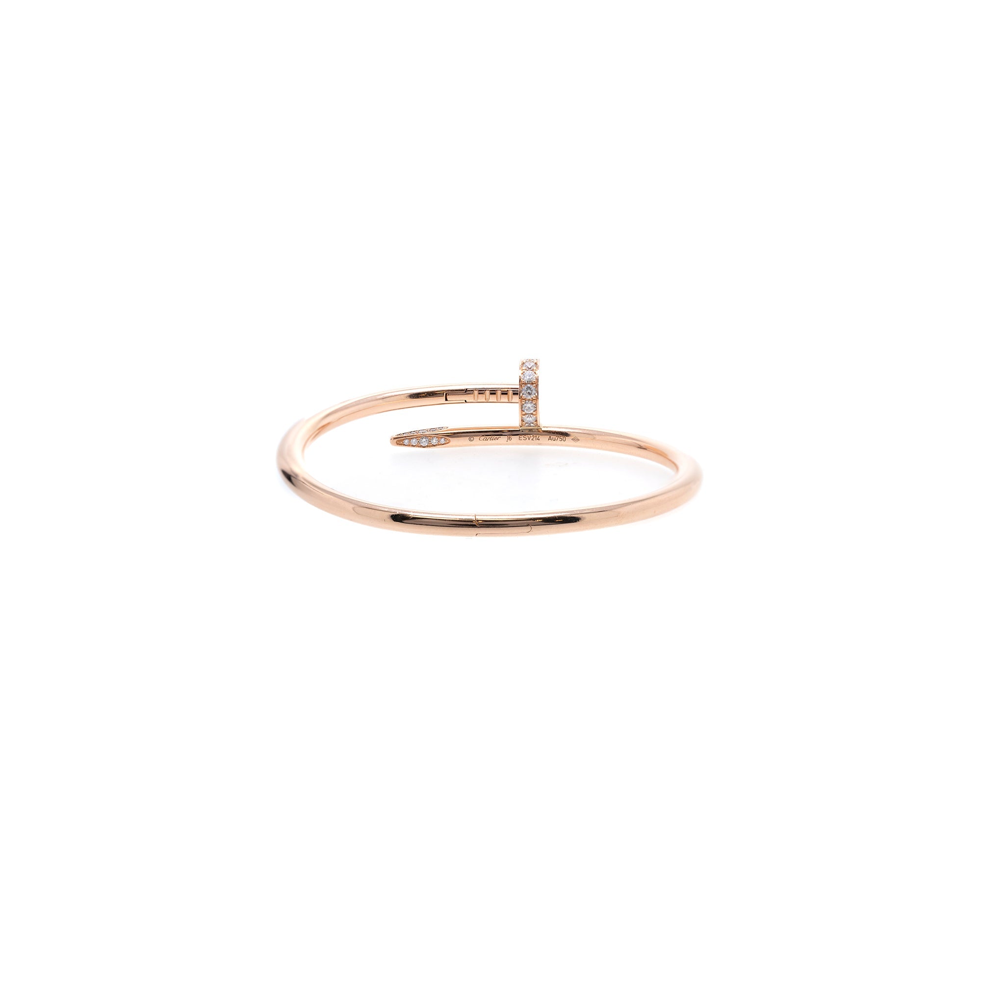 Cartier 18k Rose Gold Juste Un Clou Diamond Bracelet w/ Box & Certificate