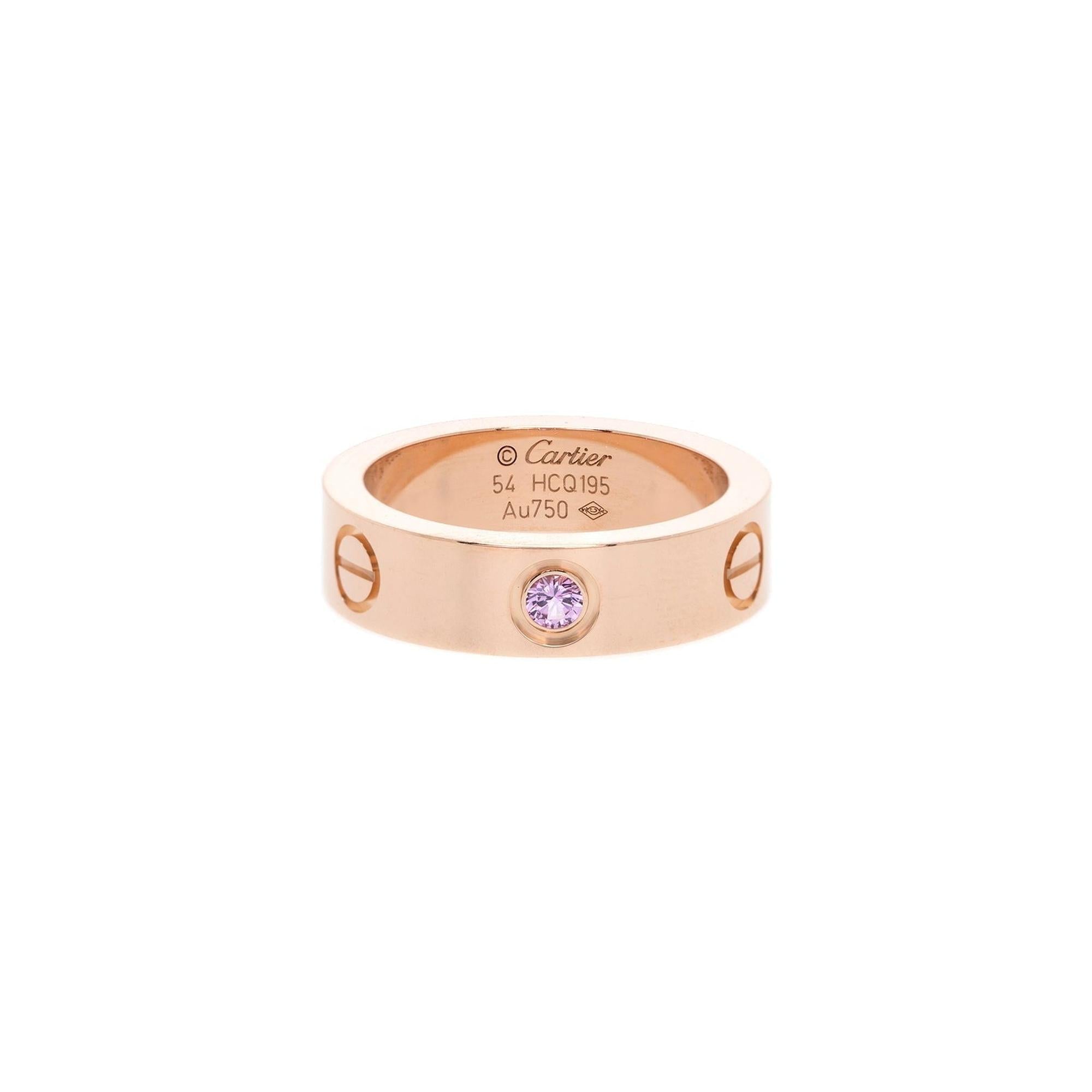 Cartier 18k Rose Gold Pink Sapphire Love Ring w/ Box