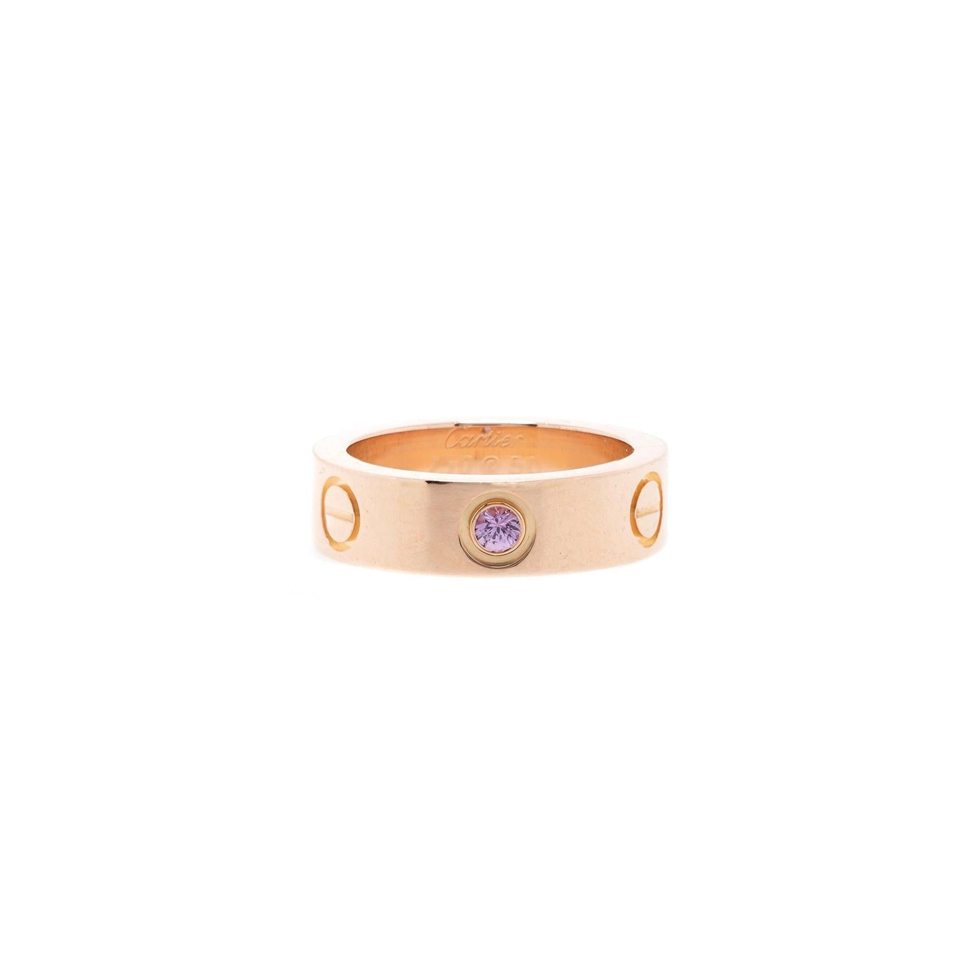 Cartier 18k Rose Gold Pink Sapphire Love Ring
