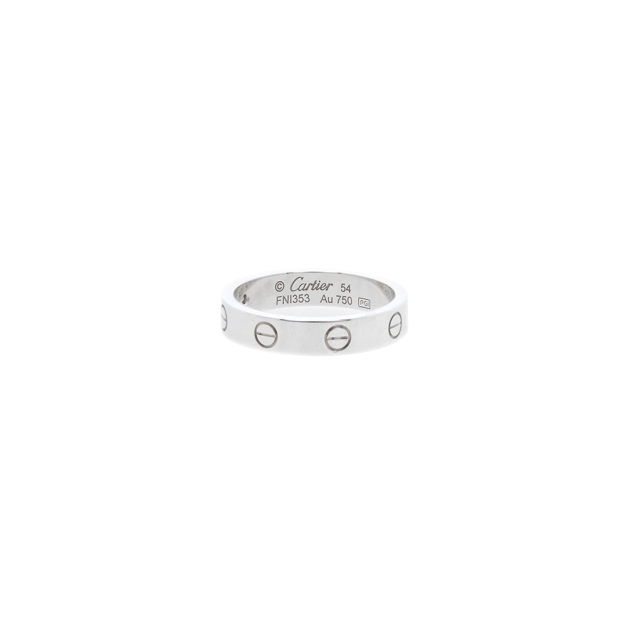 Cartier 18k White Gold 1 Diamond Love Ring w/ Box, Certificate & Receipt