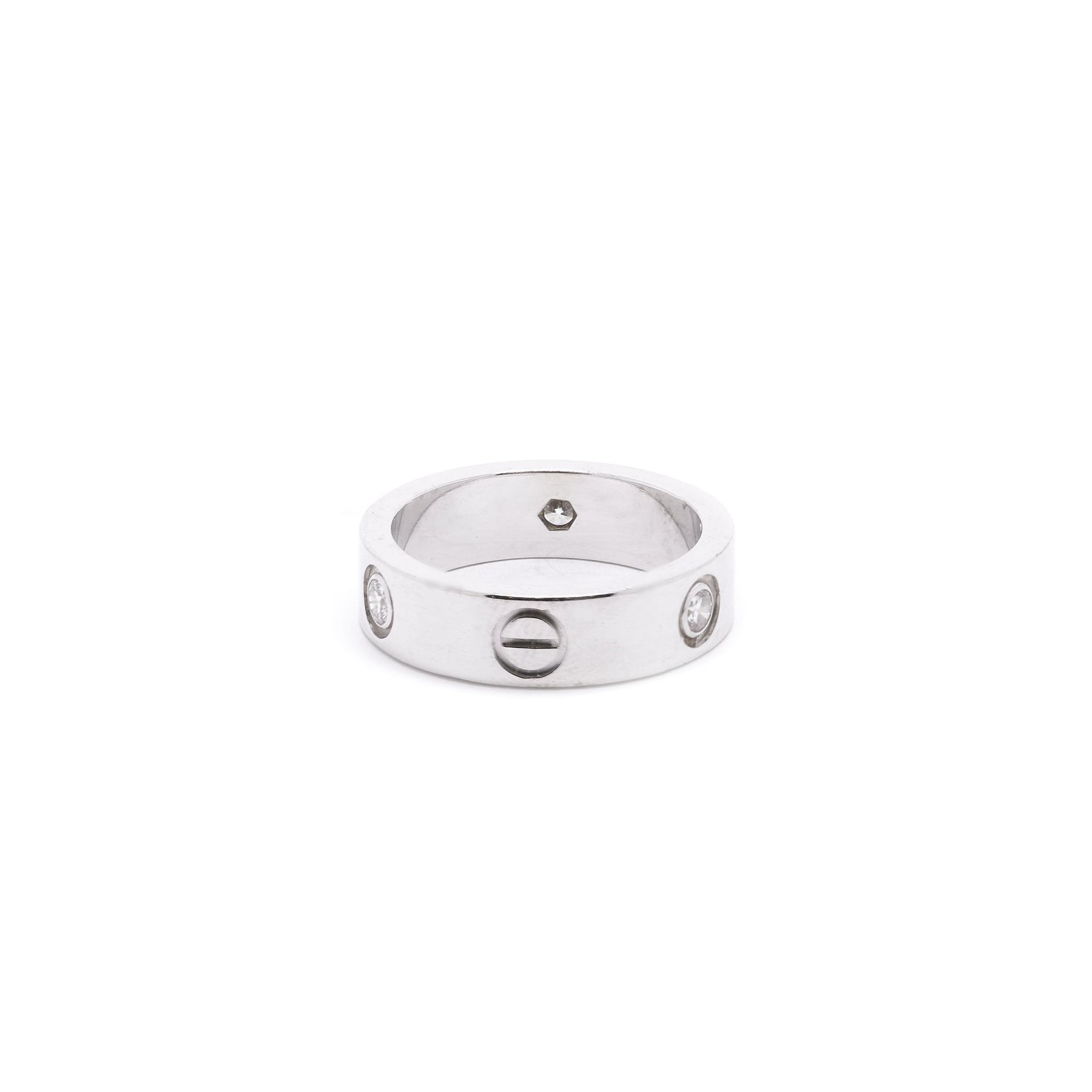 Cartier 18k White Gold 3 Diamond Love Ring w/ Box