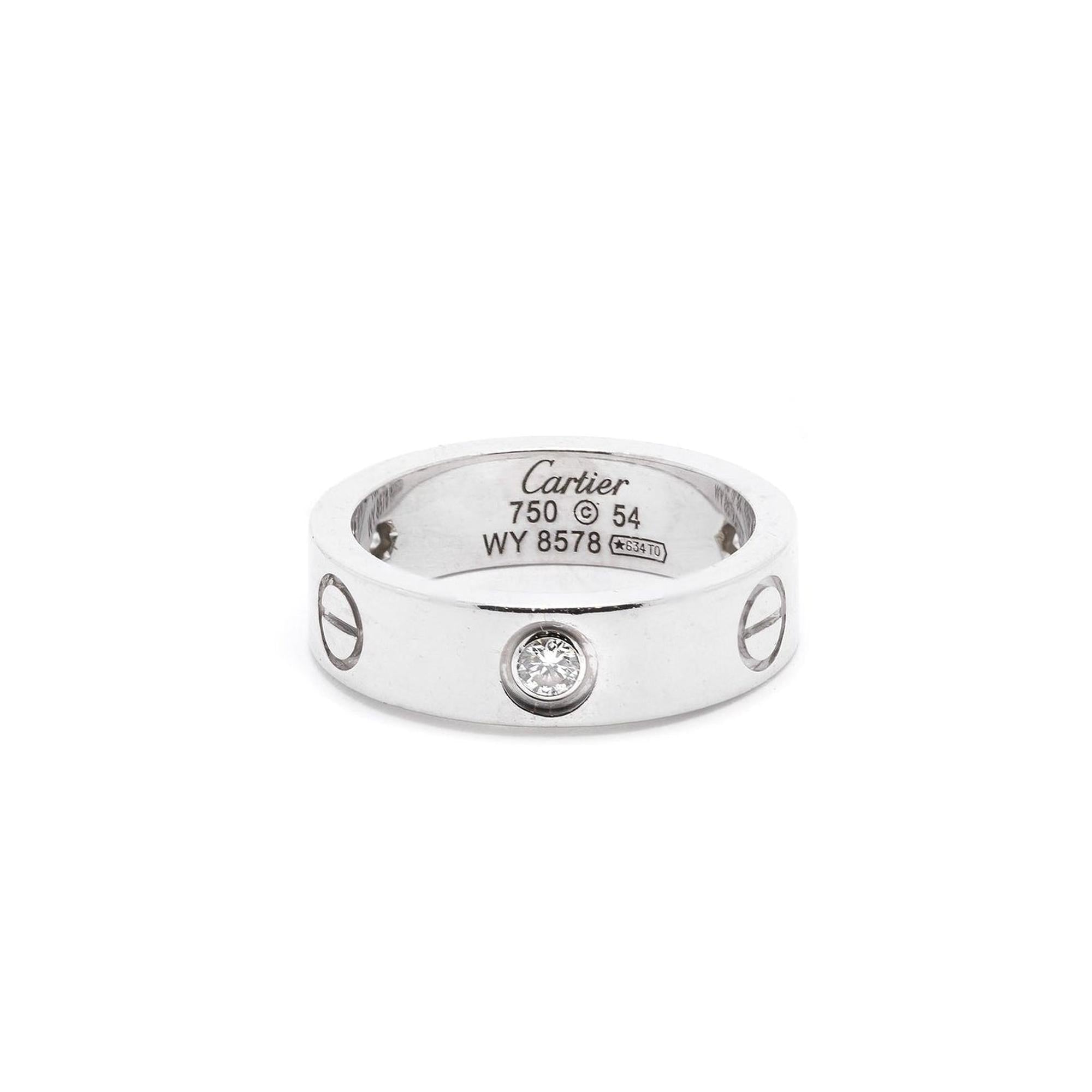 Cartier 18k White Gold 3 Diamond Love Ring w/ Box