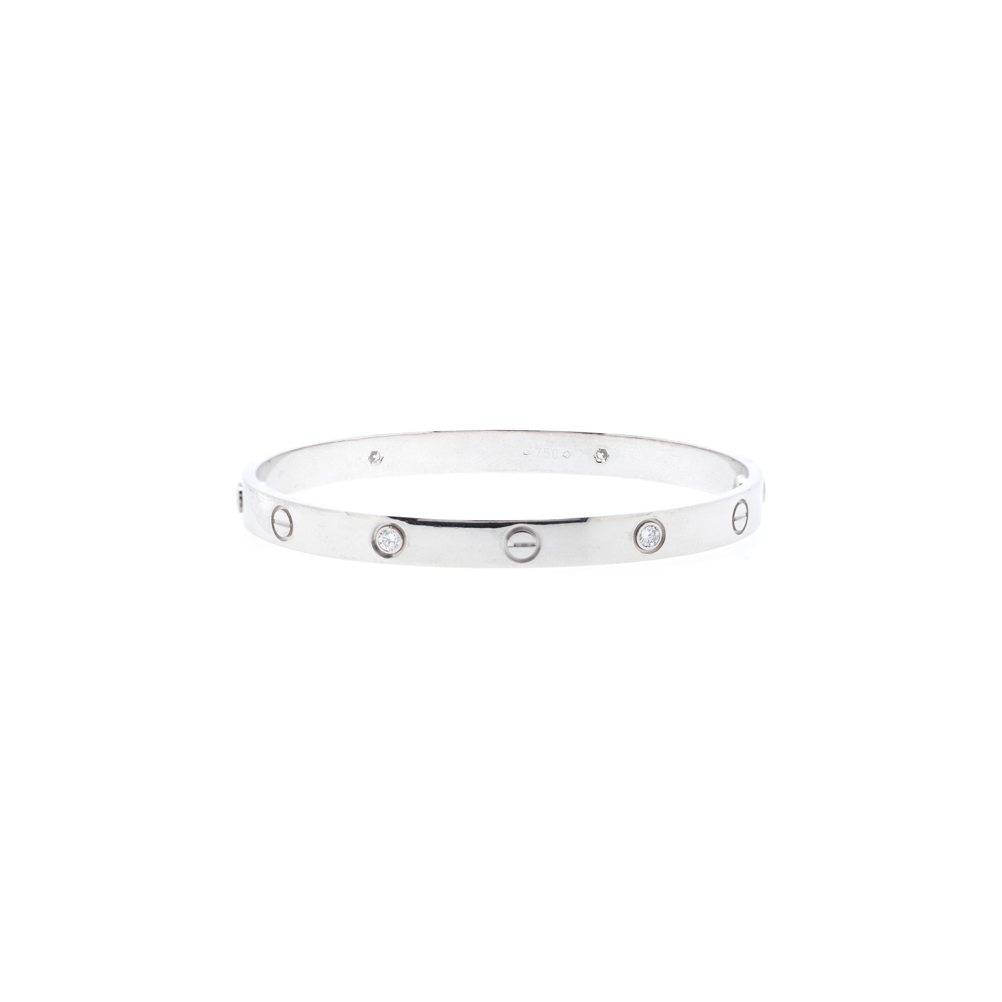 Cartier 18k White Gold 4 Diamond Love Bracelet w/ Box