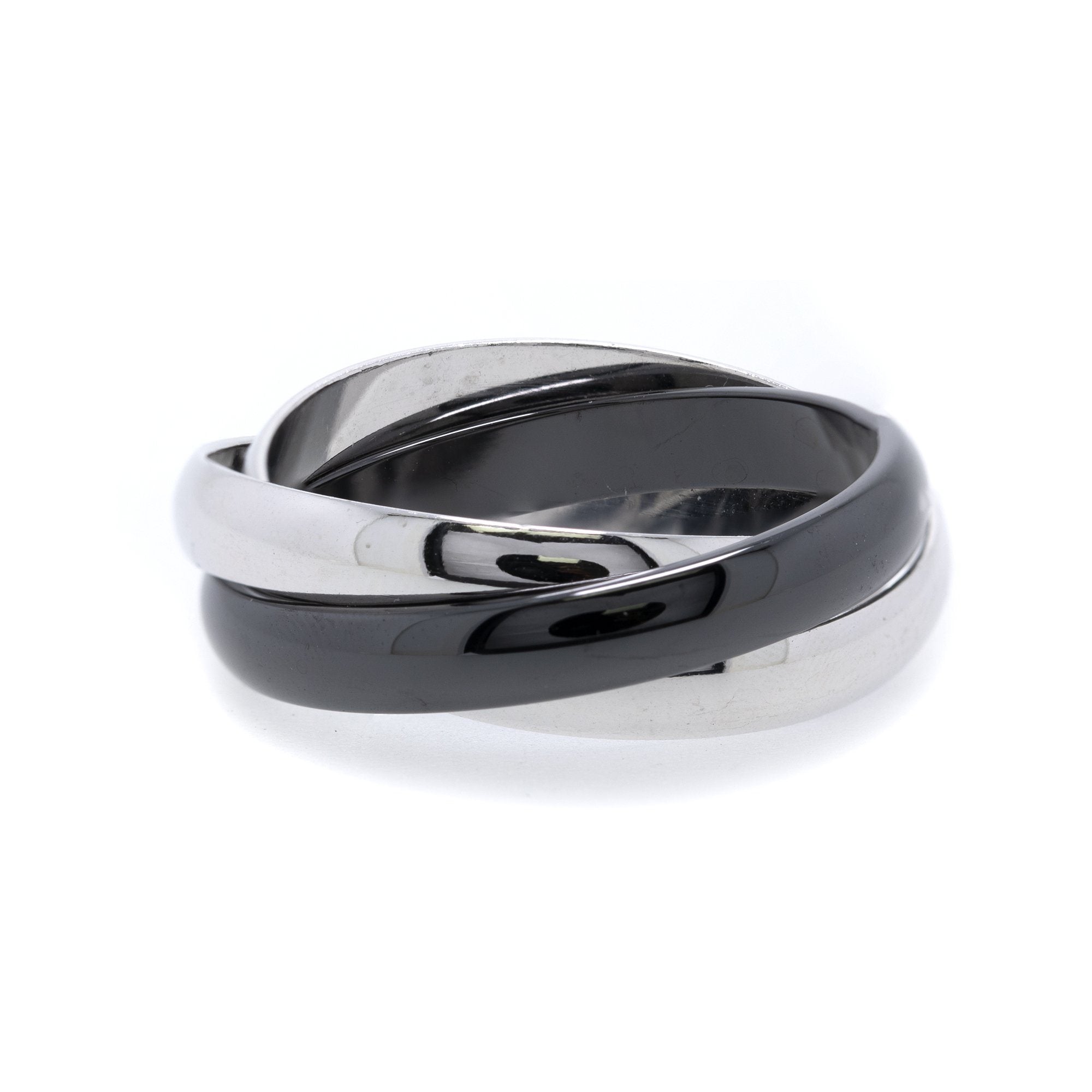 Cartier 18k White Gold & Ceramic Trinity Rolling Ring